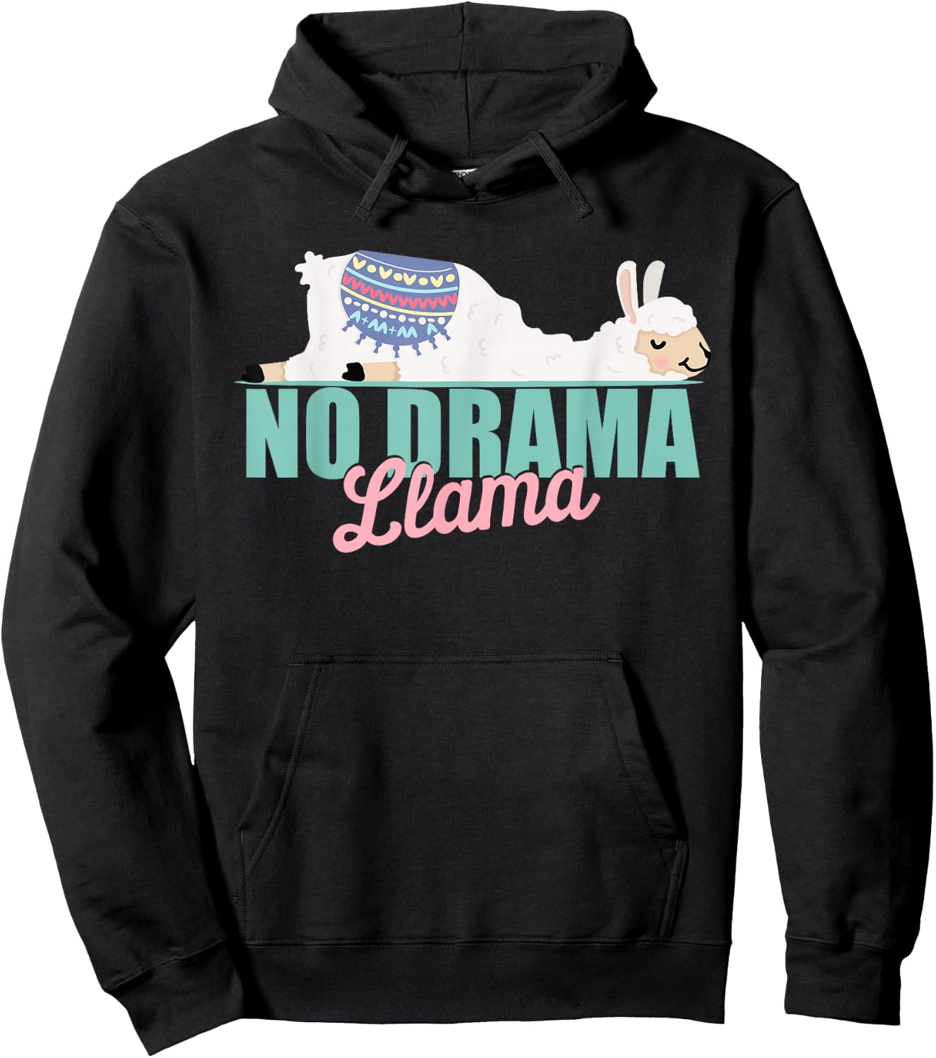 Cute No-Drama Llama Funny Quote llama laying Hoodie - Hoodie | Black