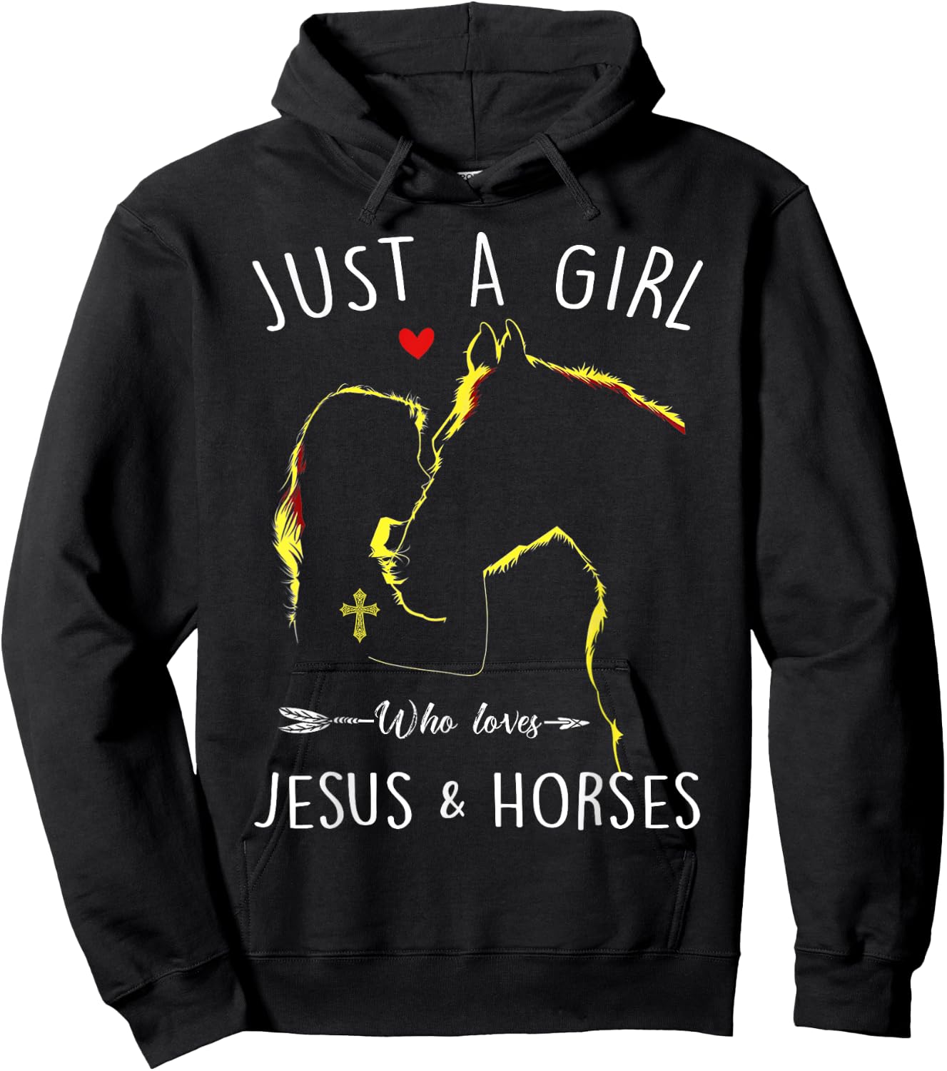Just A Girl Who Loves Jesus and Horses Equestrian Christian Hoodie - Hoodie | Black