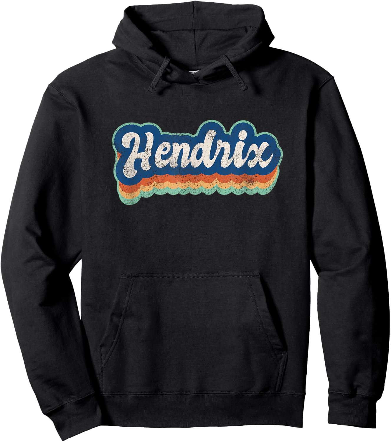 Hendrix First Name Boy Vintage Style 70s 80s Personalized Hoodie - Hoodie | Black