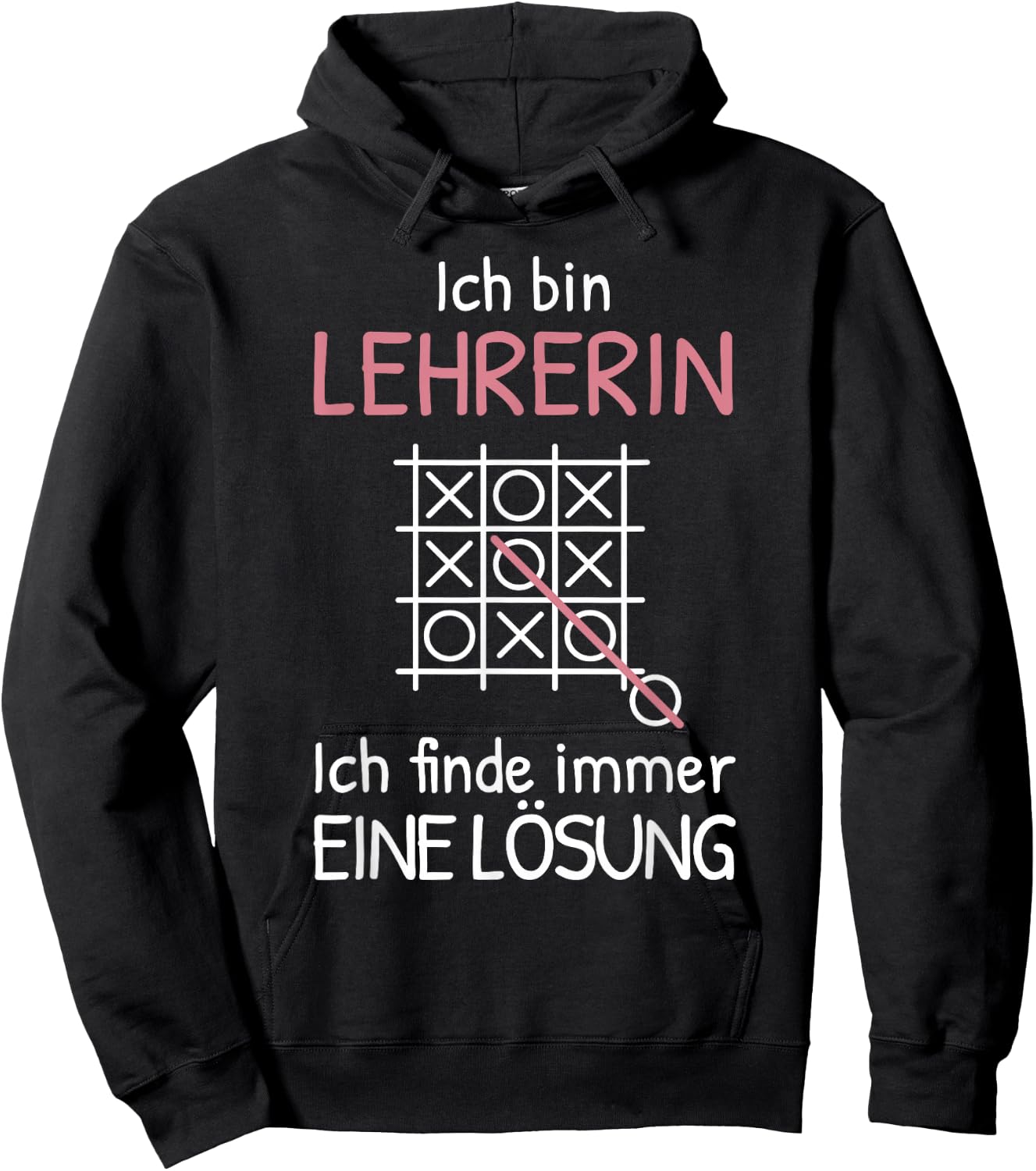 with German Text "Ich bin Lehrerin FINde immer Solution" (Ich bin Lehrerin FINde immer Sol, black Hoodie - Hoodie | Black