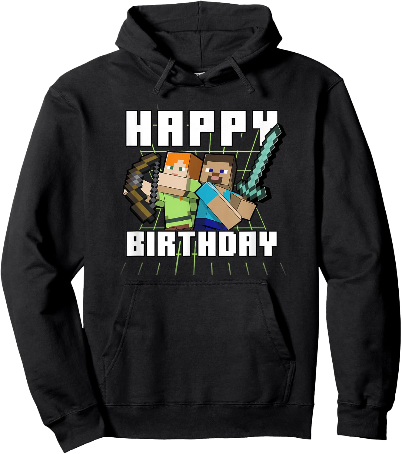 Minecraft Alex & Steve Happy Birthday , black Hoodie - Hoodie | Black