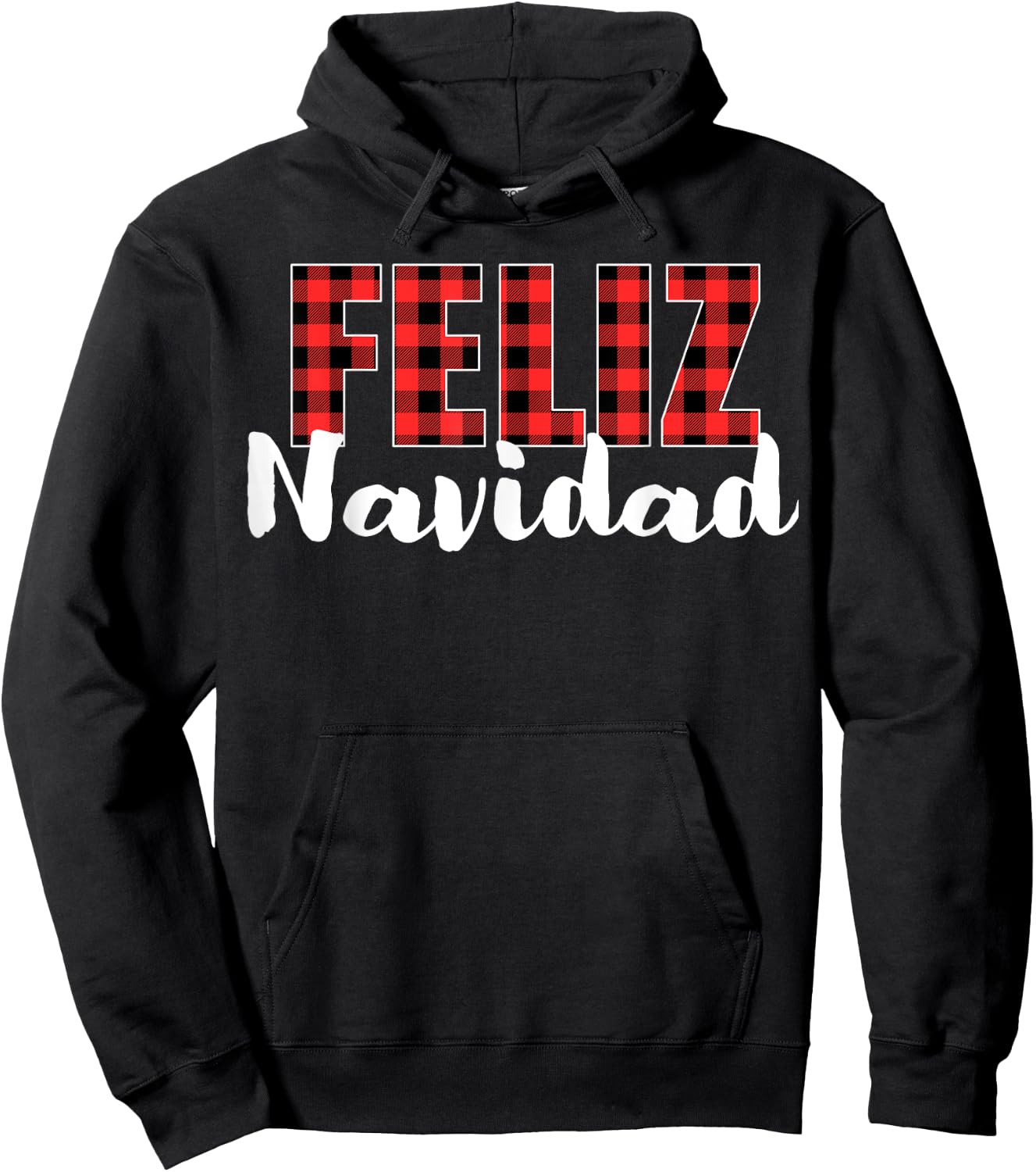 Feliz Navidad Plaid Christmas Spanish Family Men Women Kids Hoodie - Hoodie | Black