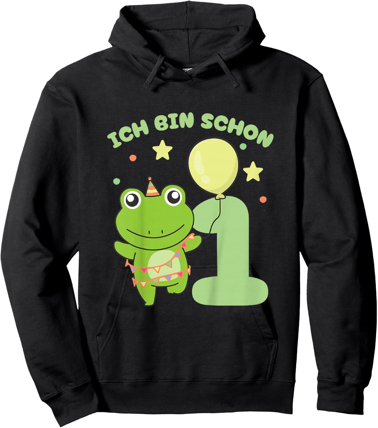 Frosch Ich bin schon 1 Frösche Geburtstags Kinder Hoodie - Hoodie | Black