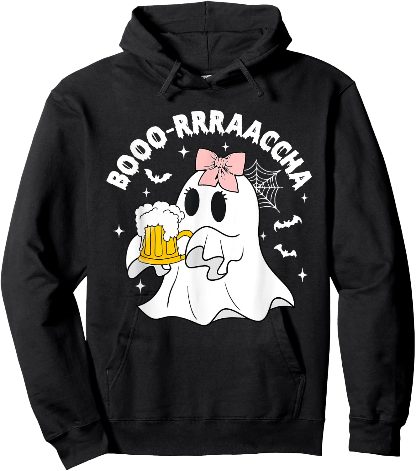 Booo-rrraaccha, Funny Halloween Drunk Ghost, Cute Ghost Hoodie - Hoodie | Black