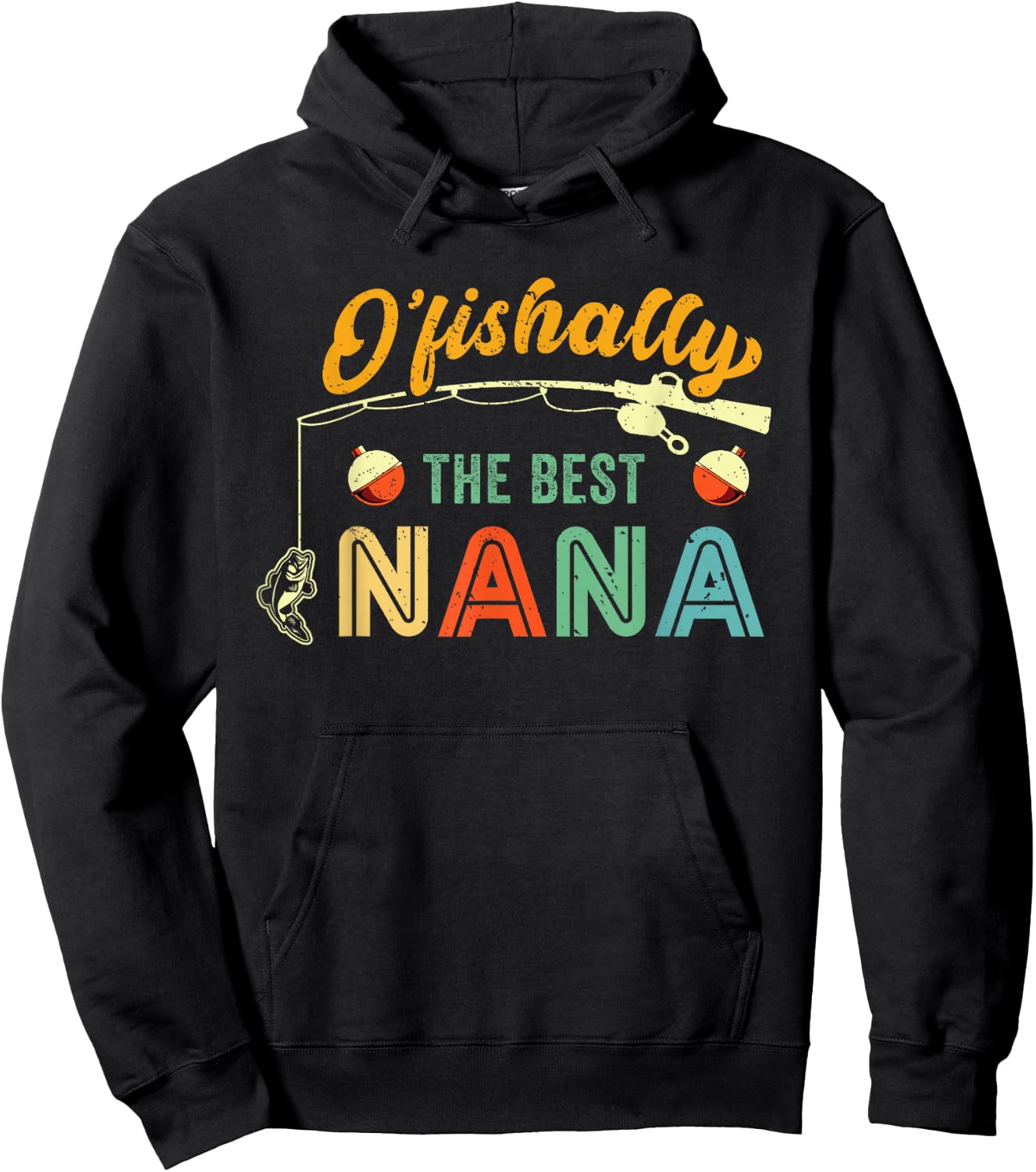 Best Nana Fishing Grandma Fisherwoman Cute Grandmother Fish Hoodie - Hoodie | Black