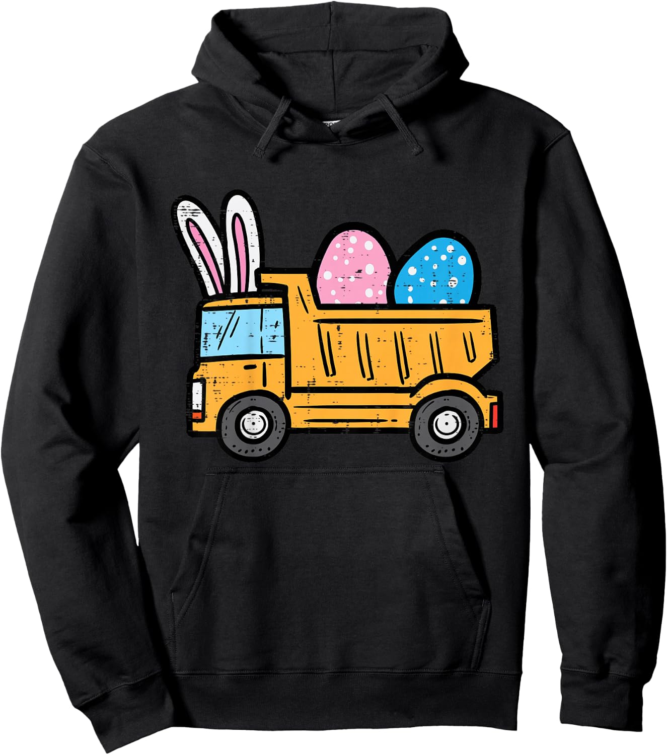 Kids Easter Dump Truck Eggs Construction Boys Kids Toddler Youth Hoodie - Hoodie | Black