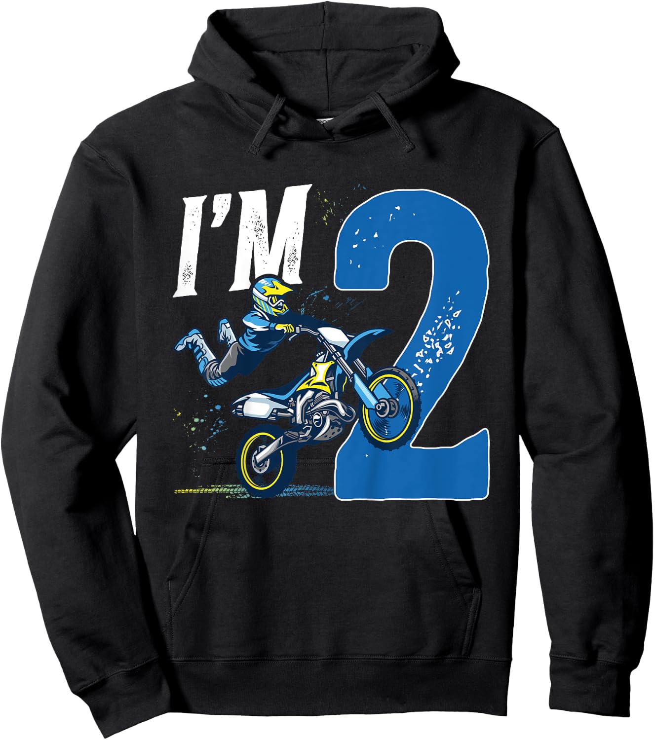 Kids 2nd Birthday Dirt Bike Boy Two Year Old Dirt Biker Hoodie - Hoodie | Black