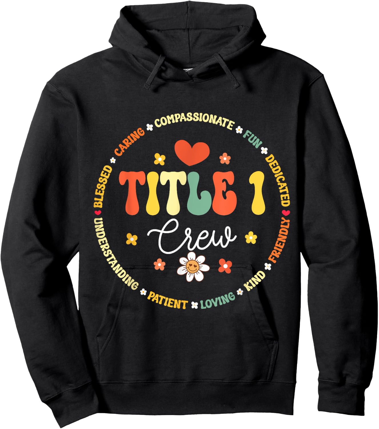 Groovy Title 1 Crew cute title 1 Reading teacher Hoodie - Hoodie | Black