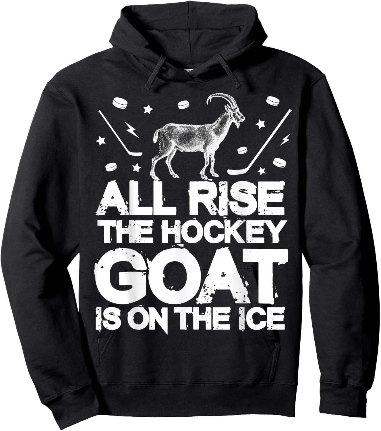 Funny Boys Ice Hockey Gift - All Rise Hockey GOAT On Ice Hoodie - Hoodie | Black