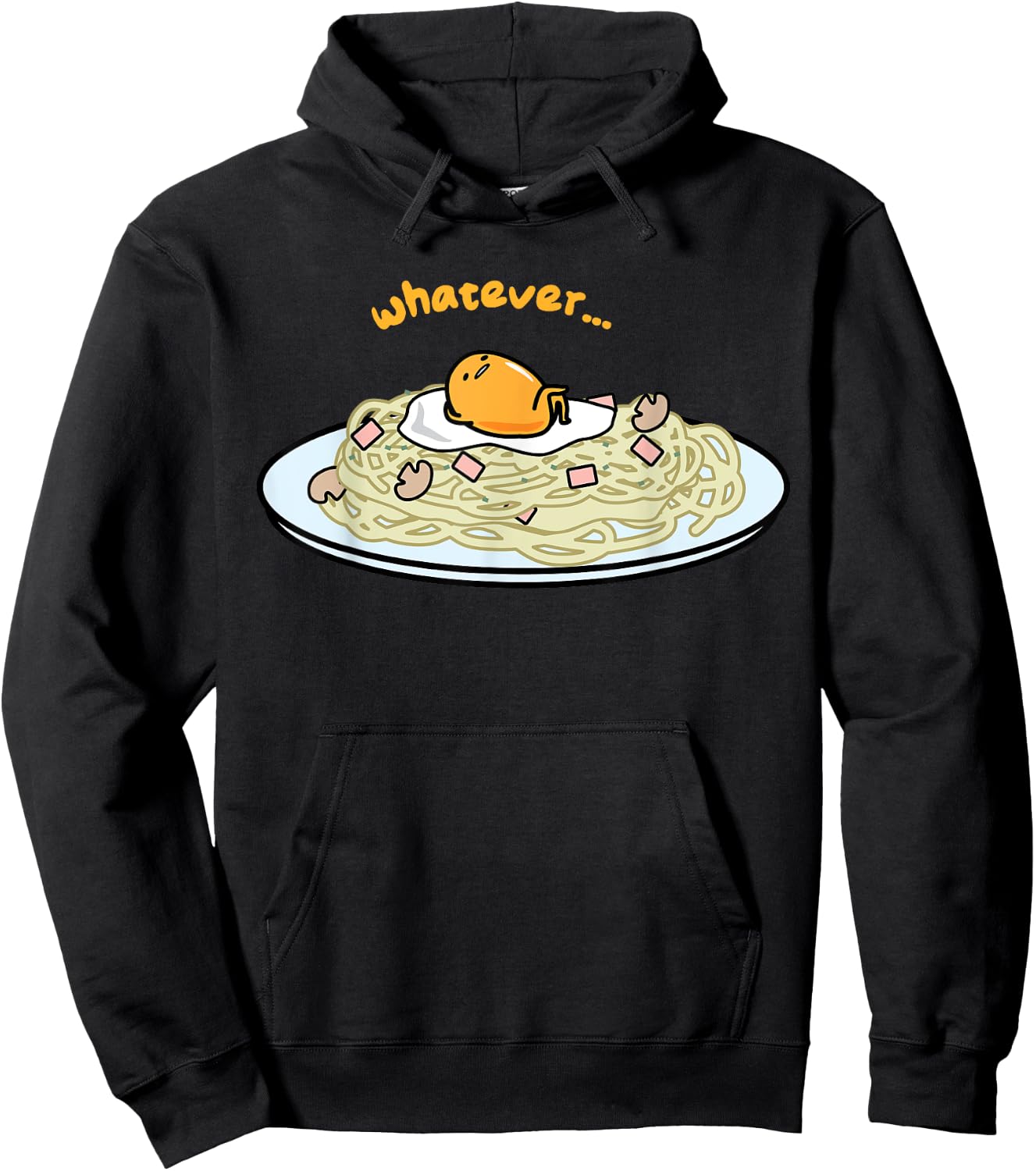 Gudetama "Whatever" Pasta Shirt Hoodie - Hoodie | Black