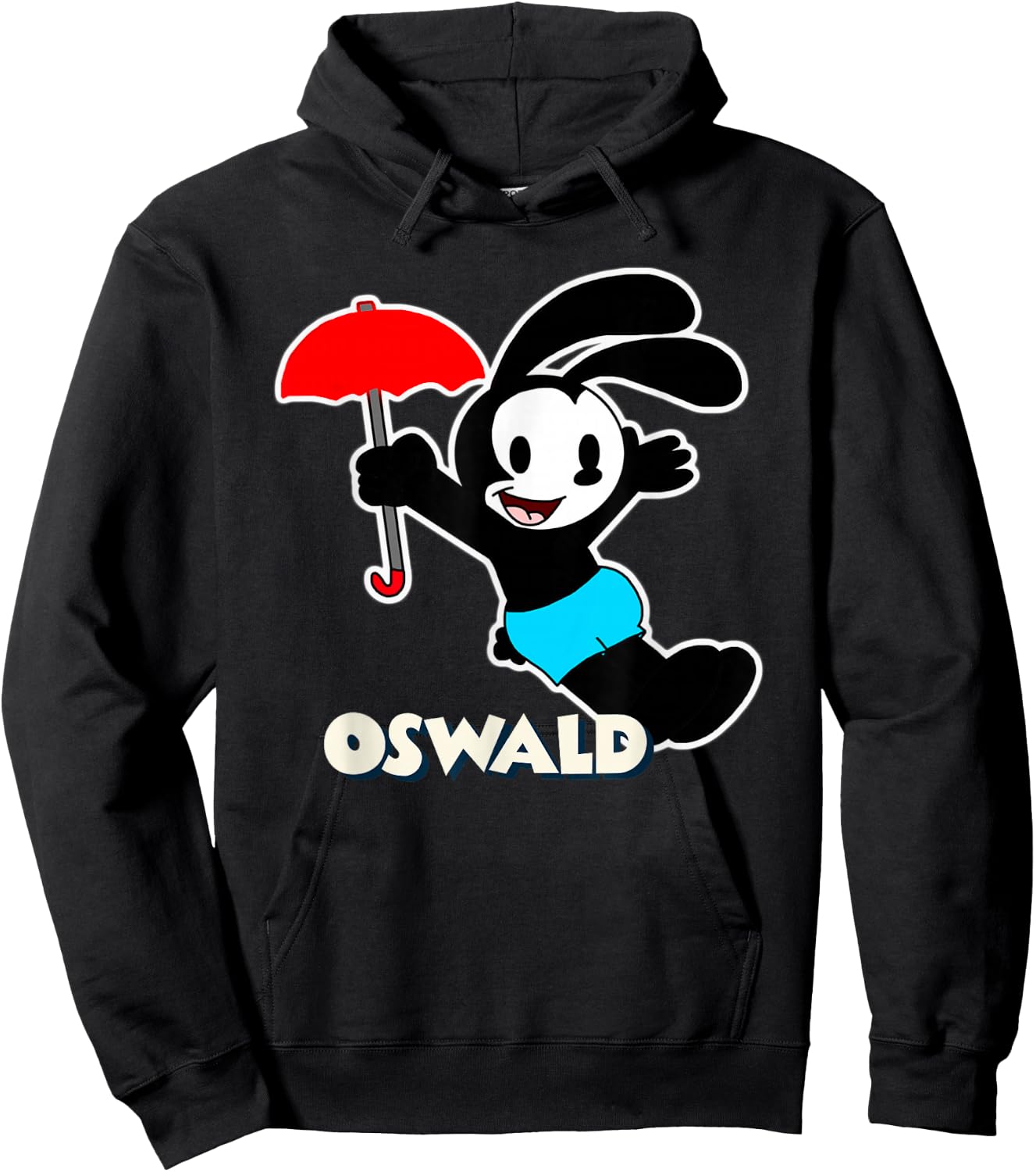 Oswald Rabbit Umbrella Flying Vintage Cartoon 1927 Hoodie - Hoodie | Black