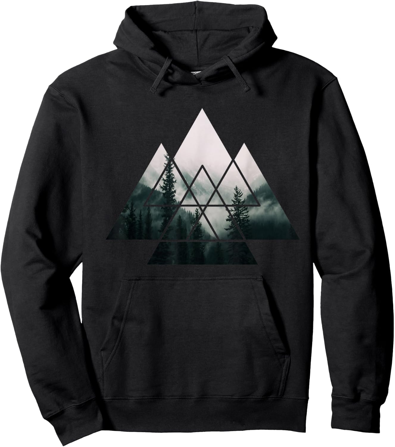 Wald Natur Quadrat Minimalismus Klimaschutz Mountain Environment Tree Hoodie - Hoodie | Black