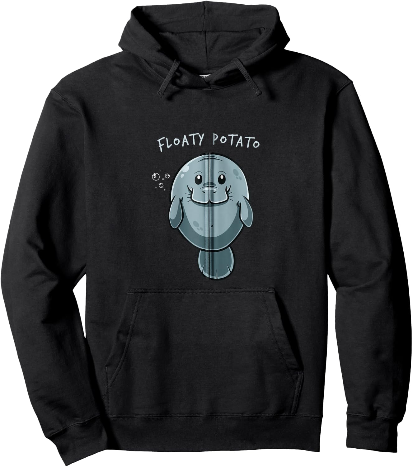 Floaty Potato Funny Kawaii Manatee Sea Animal Fish Cute Zip Hoodie - Hoodie | Black