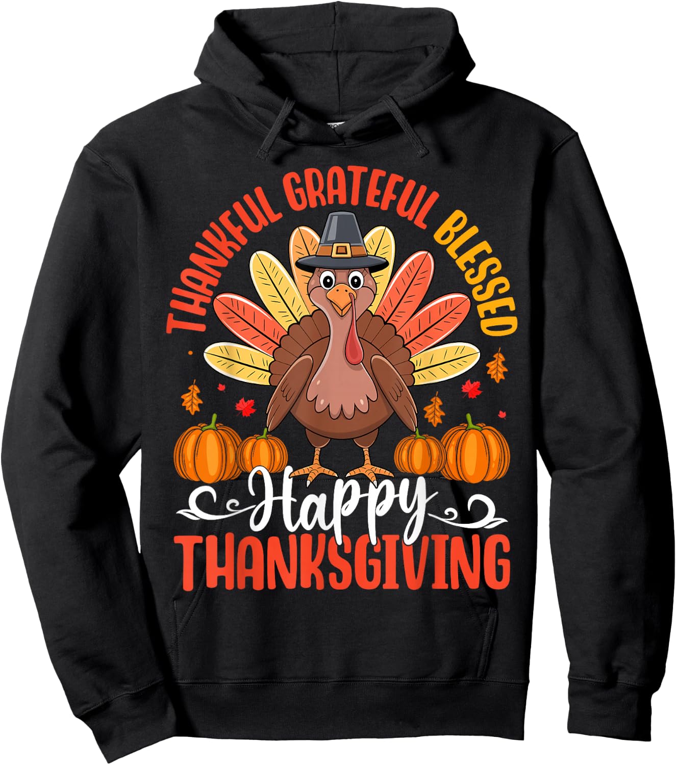 Thanksgiving Women Men Girl Funny Turkey Autumn Fall Family Hoodie - Hoodie | Black