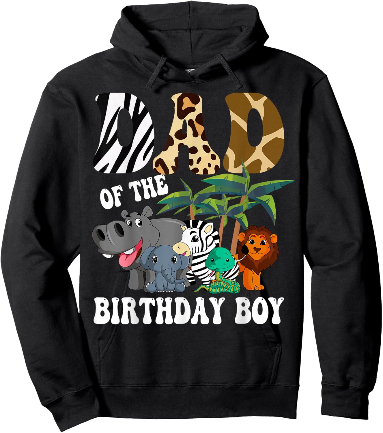 Dad of the Birthday Boy Zoo Bday Safari Celebration Hoodie - Hoodie | Black