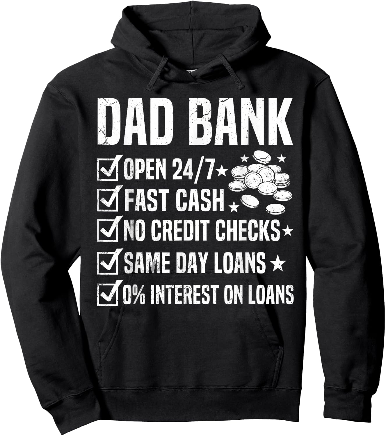 Dad Bank Fathers Day Dad Joke Funny Sarcastic Dad Humor Hoodie - Hoodie | Black