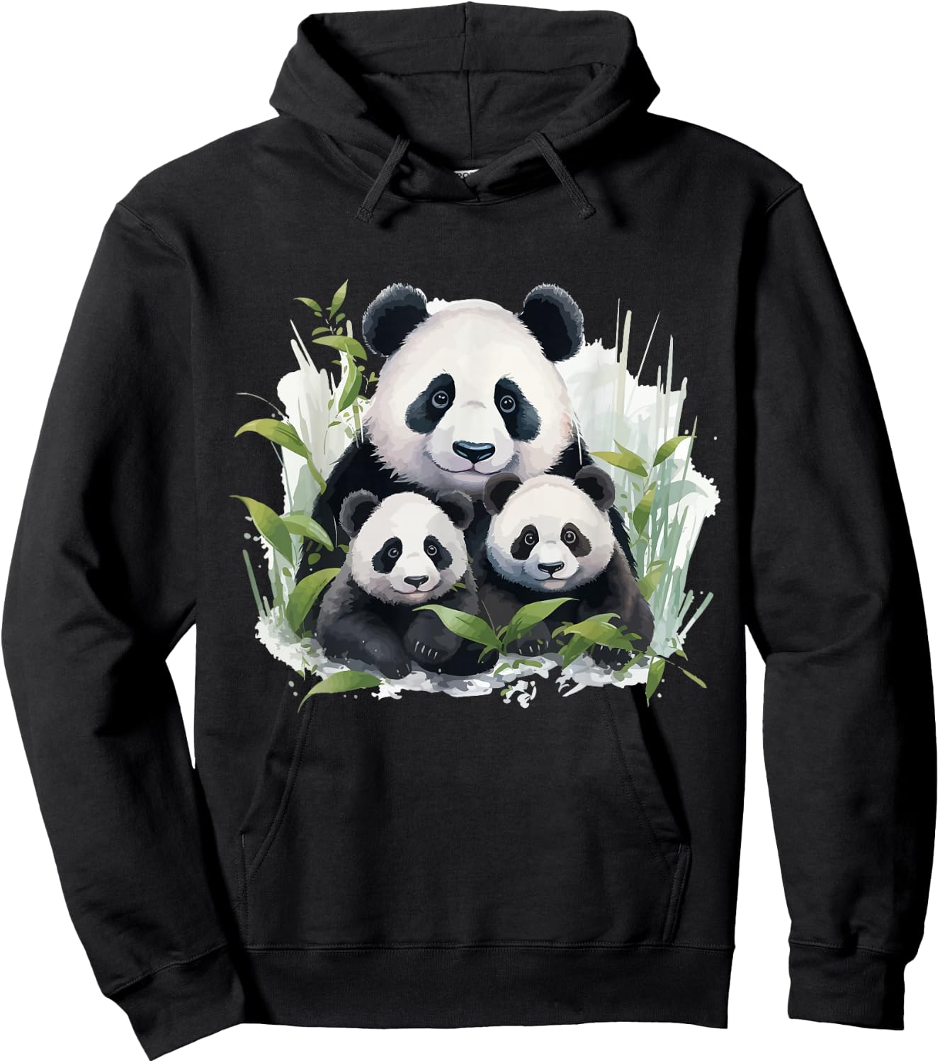 Watercolor Panda Hoodie - Hoodie | Black
