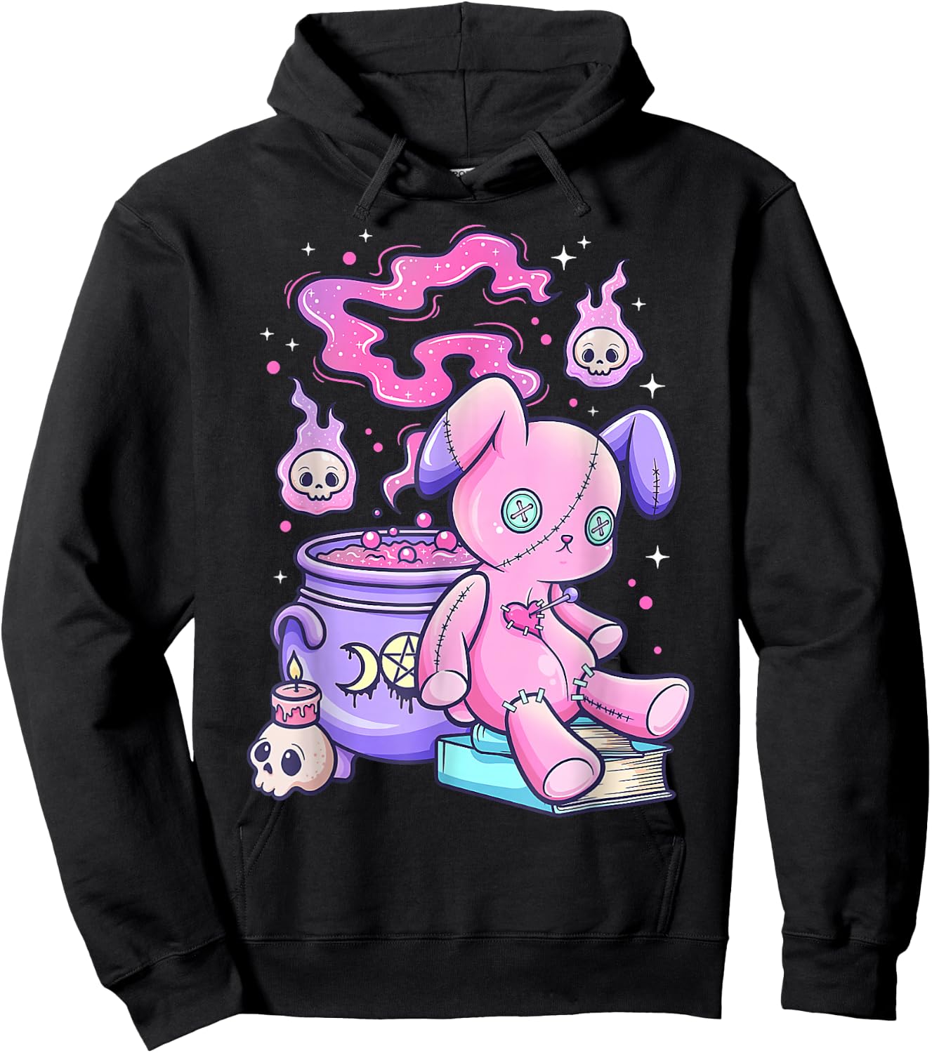 Kawaii Pastel Goth Cute Creepy Witchy Bear Small Hoodie - Hoodie | Black