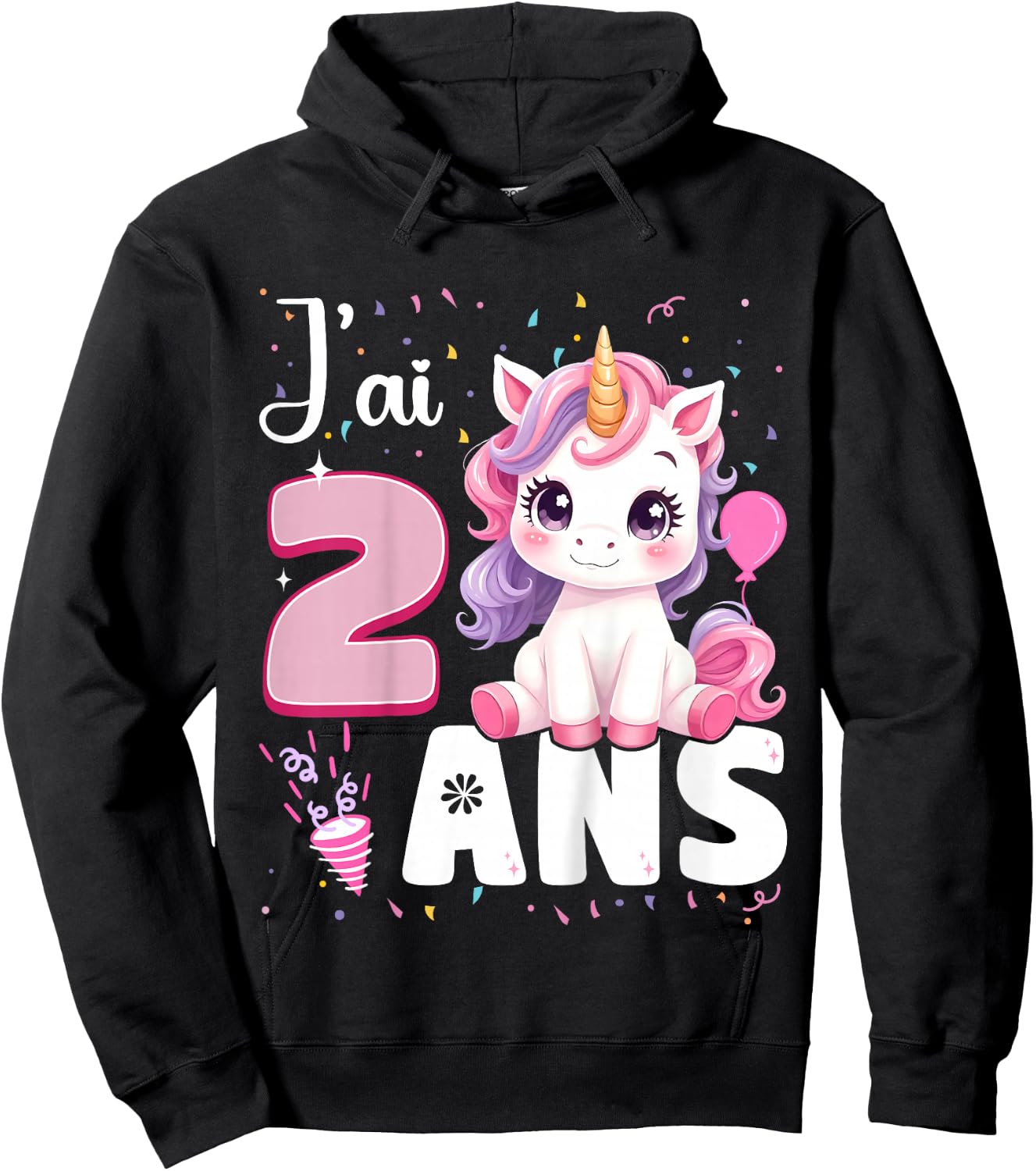 2 Years Unicorn Girl Birthday 2 Years I Ai 2 Years , Black, 2 Hoodie - Hoodie | Black