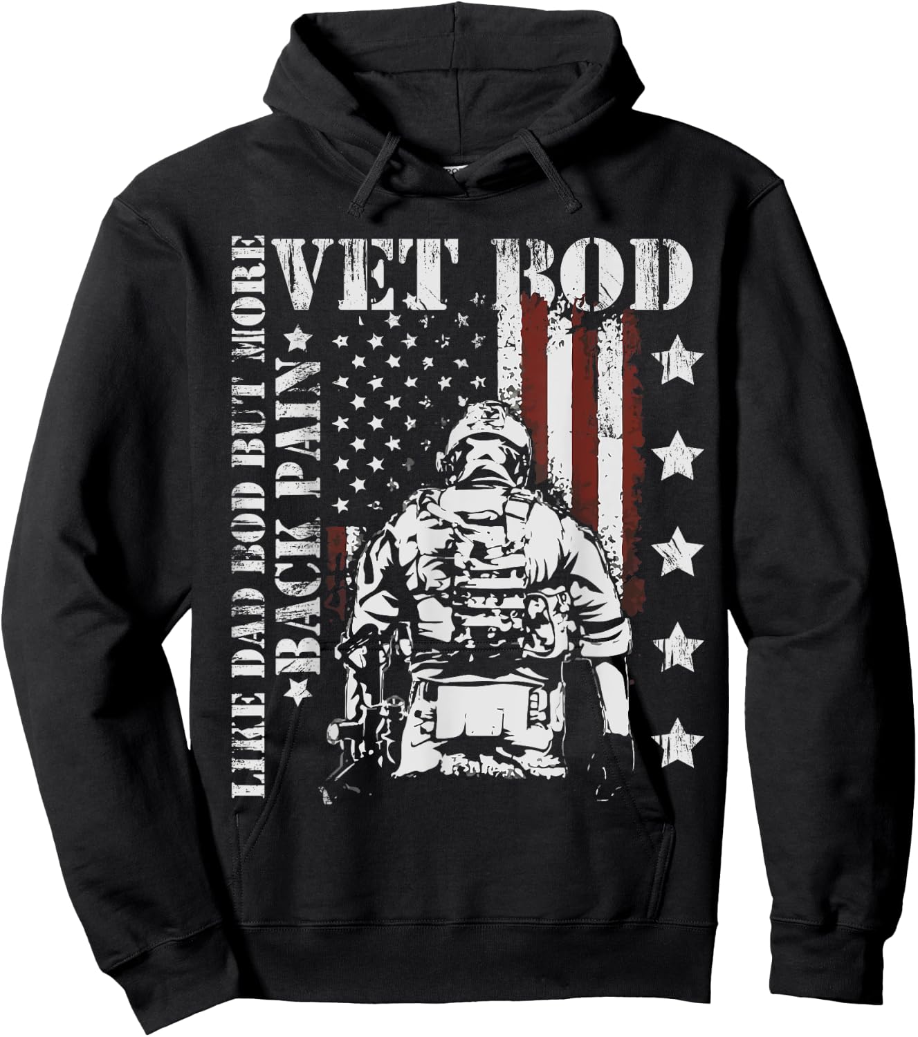 Vintage Vet Bod Like Dad Bod But More Back Pain Retro Hoodie - Hoodie | Black