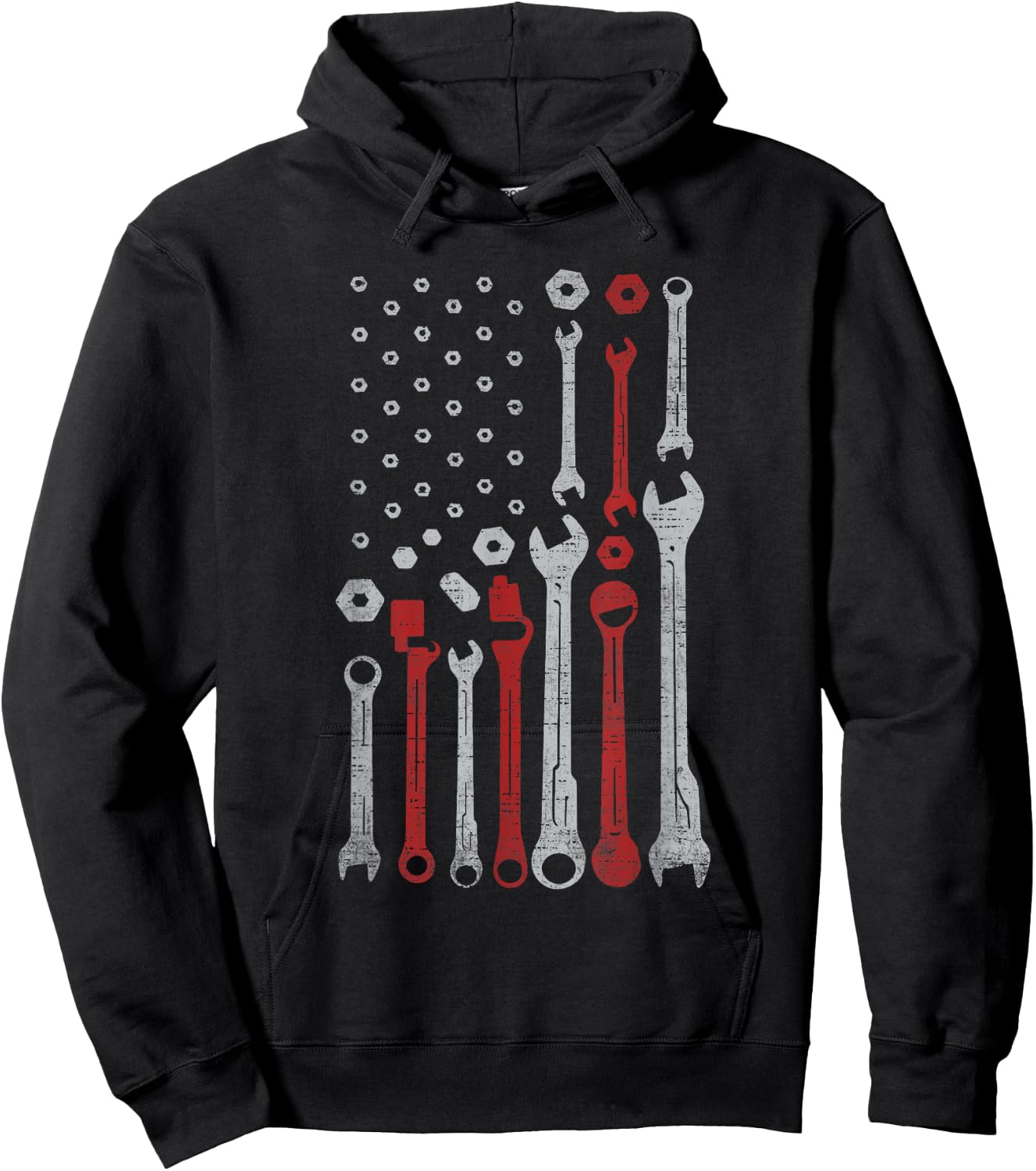 Vintage Mechanic Flag USA American Patriotic Flag Car Hoodie - Hoodie | Black