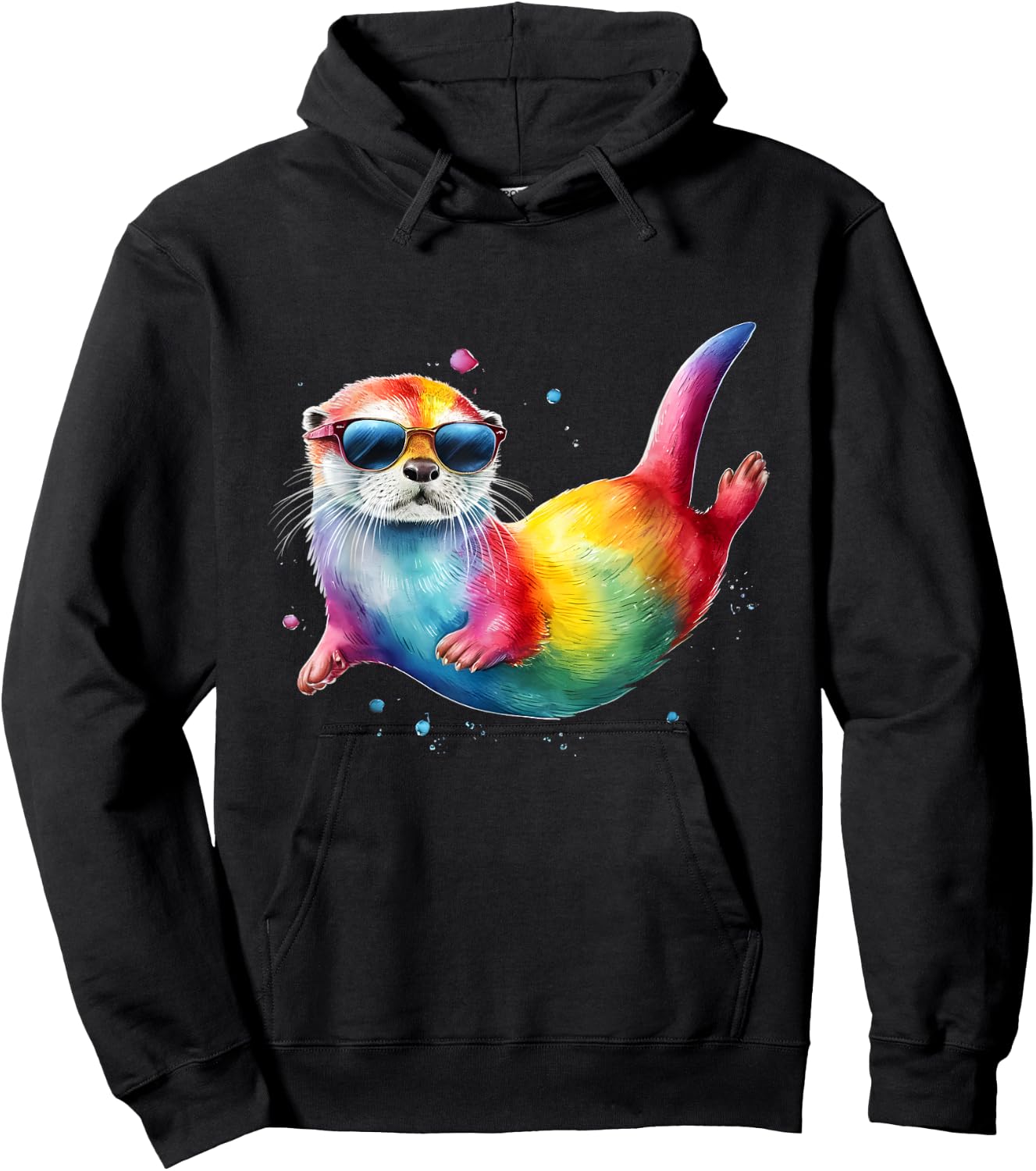 Otter Men Woman Colorful Watercolor Otter Hoodie - Hoodie | Black