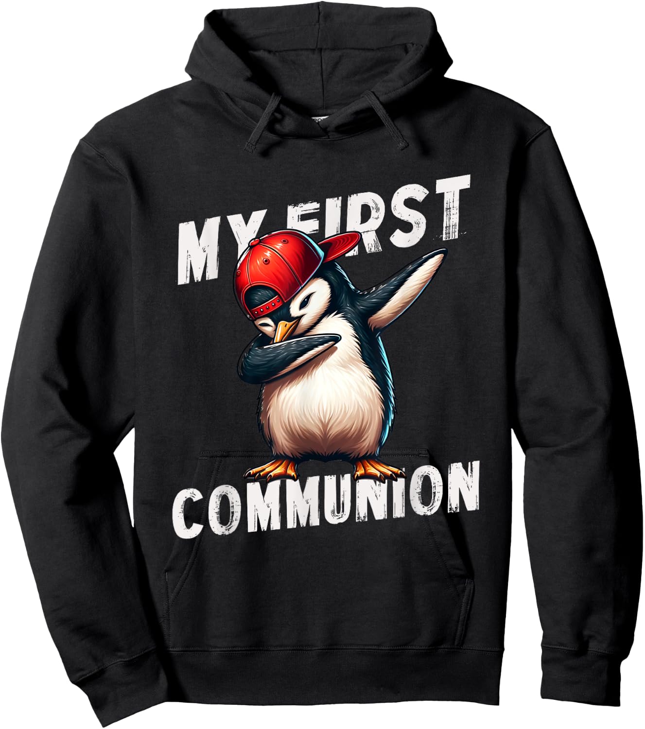 My First Communion Dabbing penguin 1st Communion Kids Hoodie - Hoodie | Black