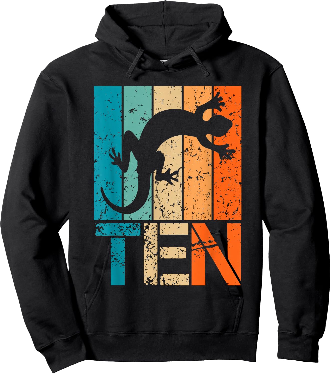 10th Lizard Birthday 10 Year Old 10yr Boys Birthday Reptile Hoodie - Hoodie | Black