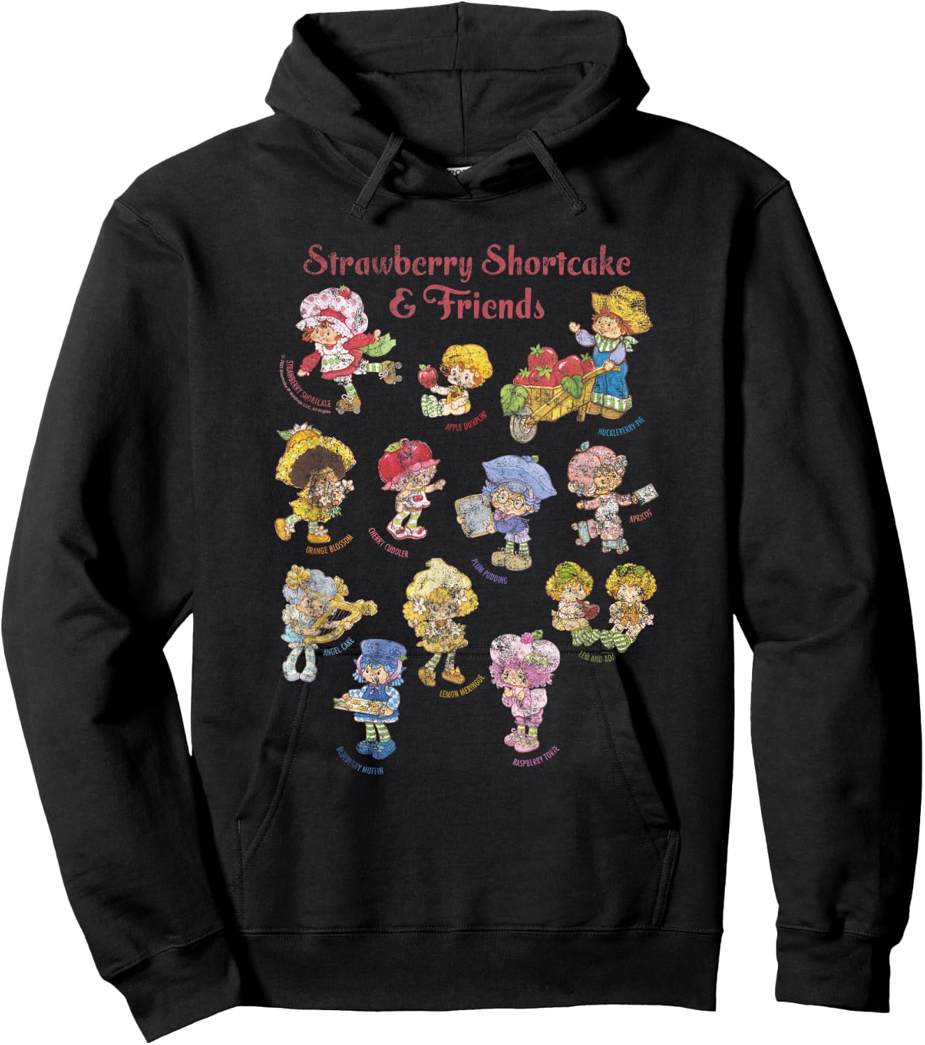 Strawberry Shortcake & Friends Vintage Character Sketchbook Hoodie - Hoodie | Black