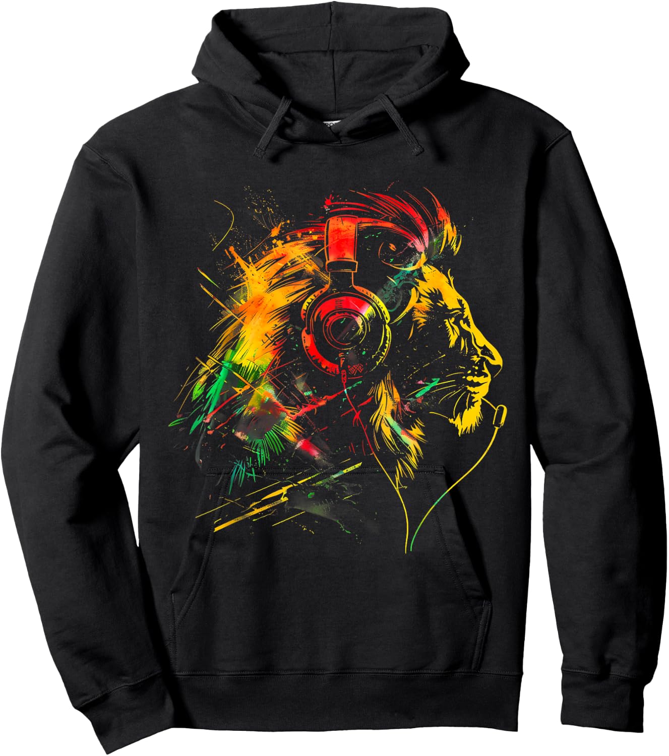 Rasta Reggae Music Headphones Jamaican Lion Of Judah Hoodie - Hoodie | Black
