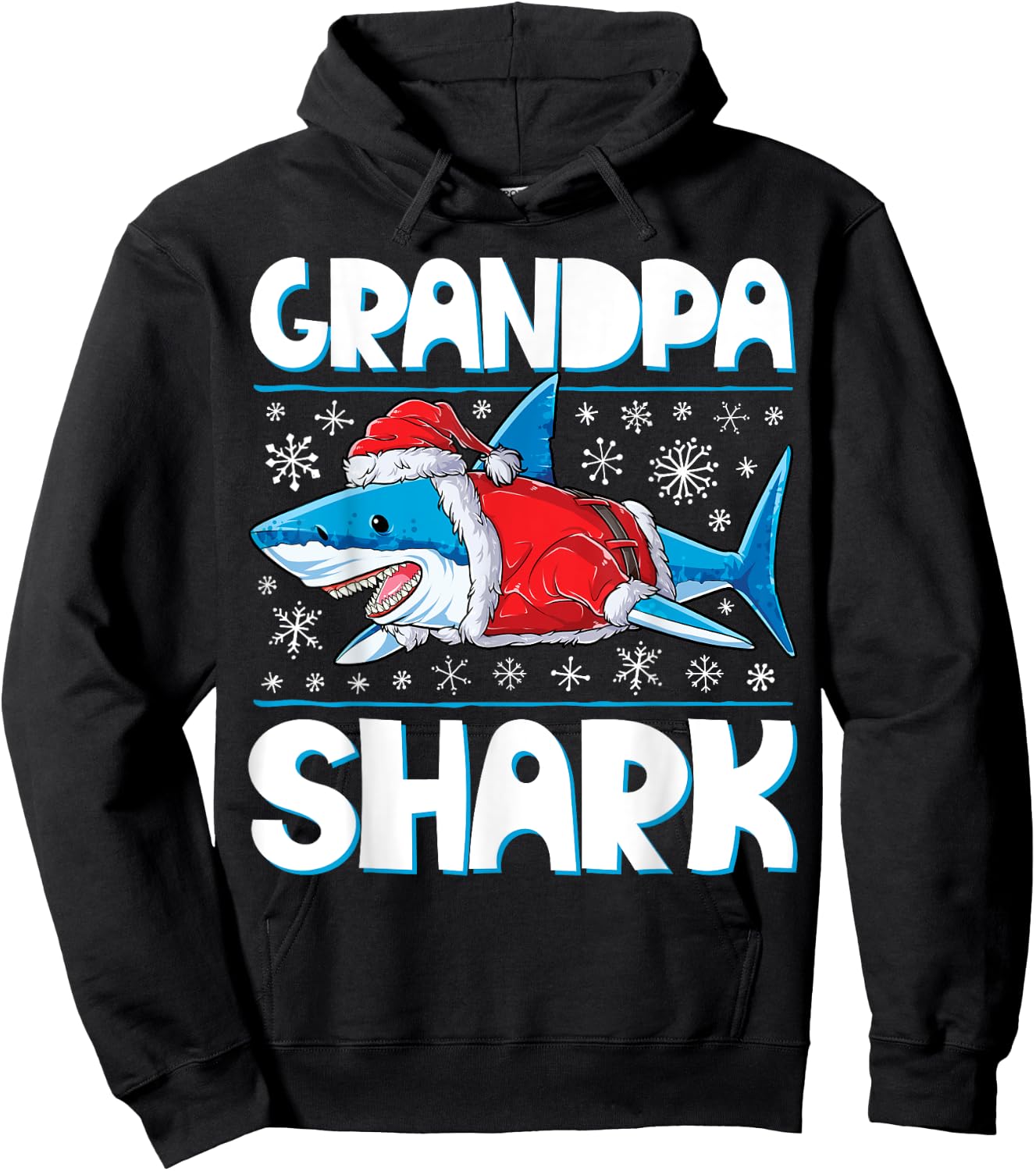 Grandpa Shark Santa T shirt Christmas Family Matching Hoodie - Hoodie | Black
