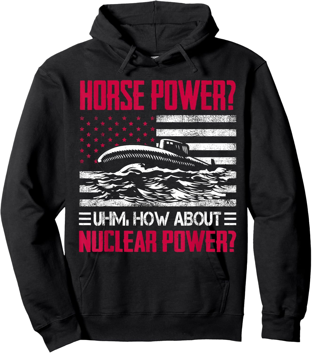 Military Submarine Veteran Funny Humor Submarine Horsepower Hoodie - Hoodie | Black