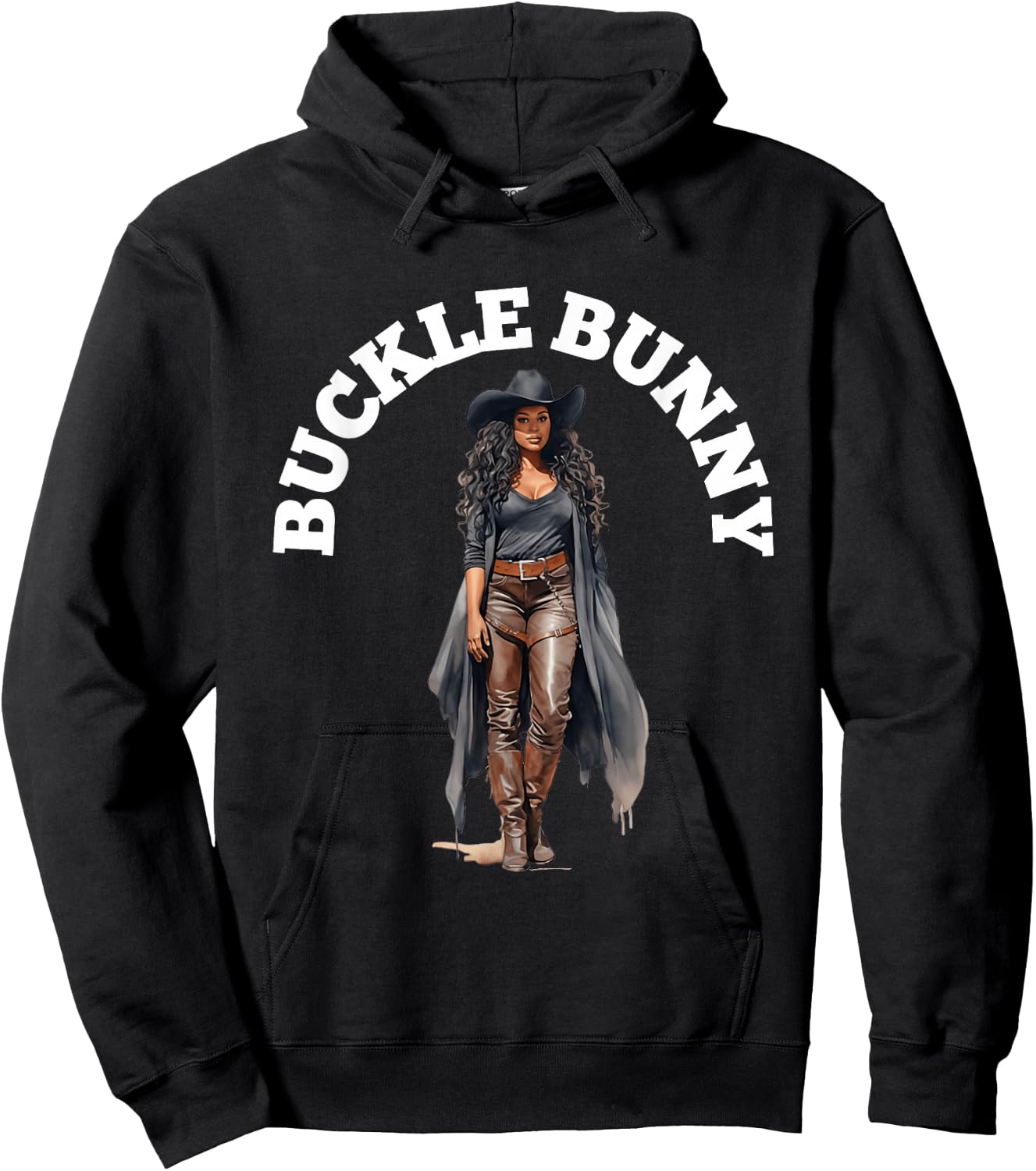 Buckle Bunny , Black Cowgirl Western Hoodie - Hoodie | Black