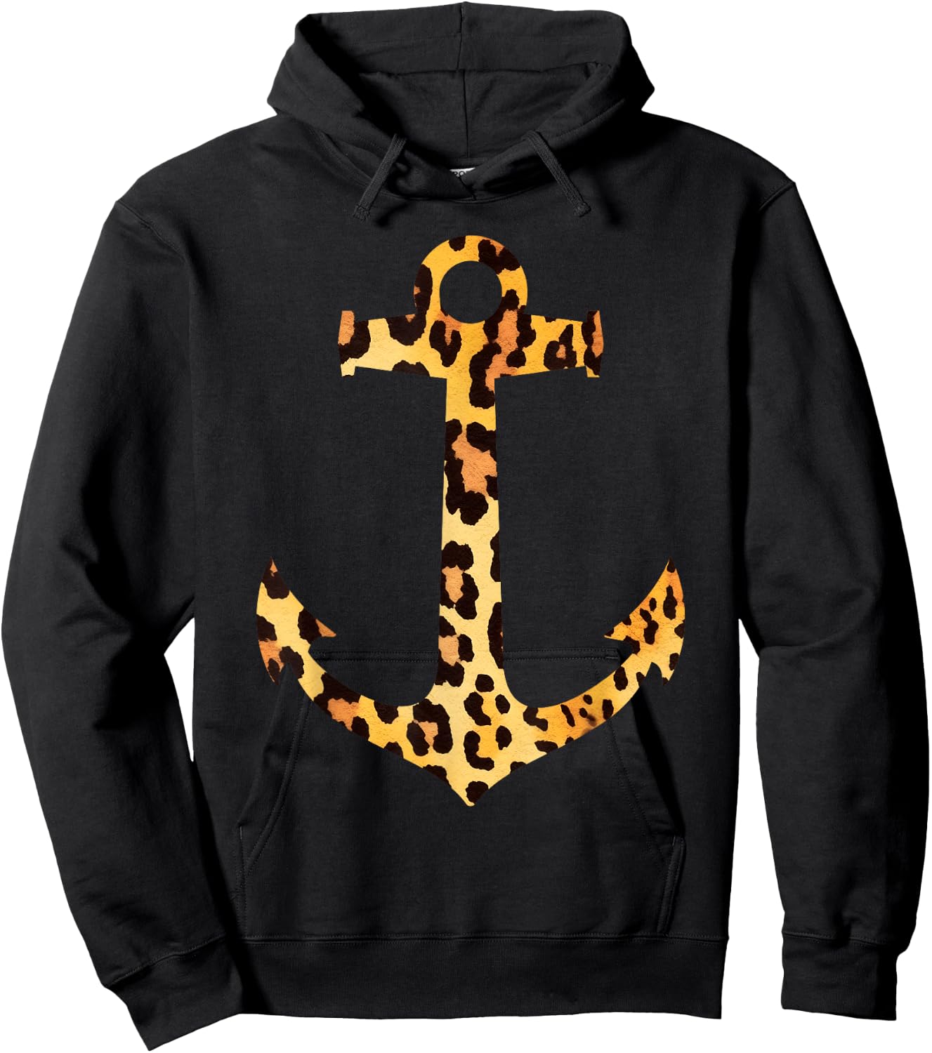 Leopard Skin Print Pattern Nautical Boating Anchor Graphic Hoodie - Hoodie | Black
