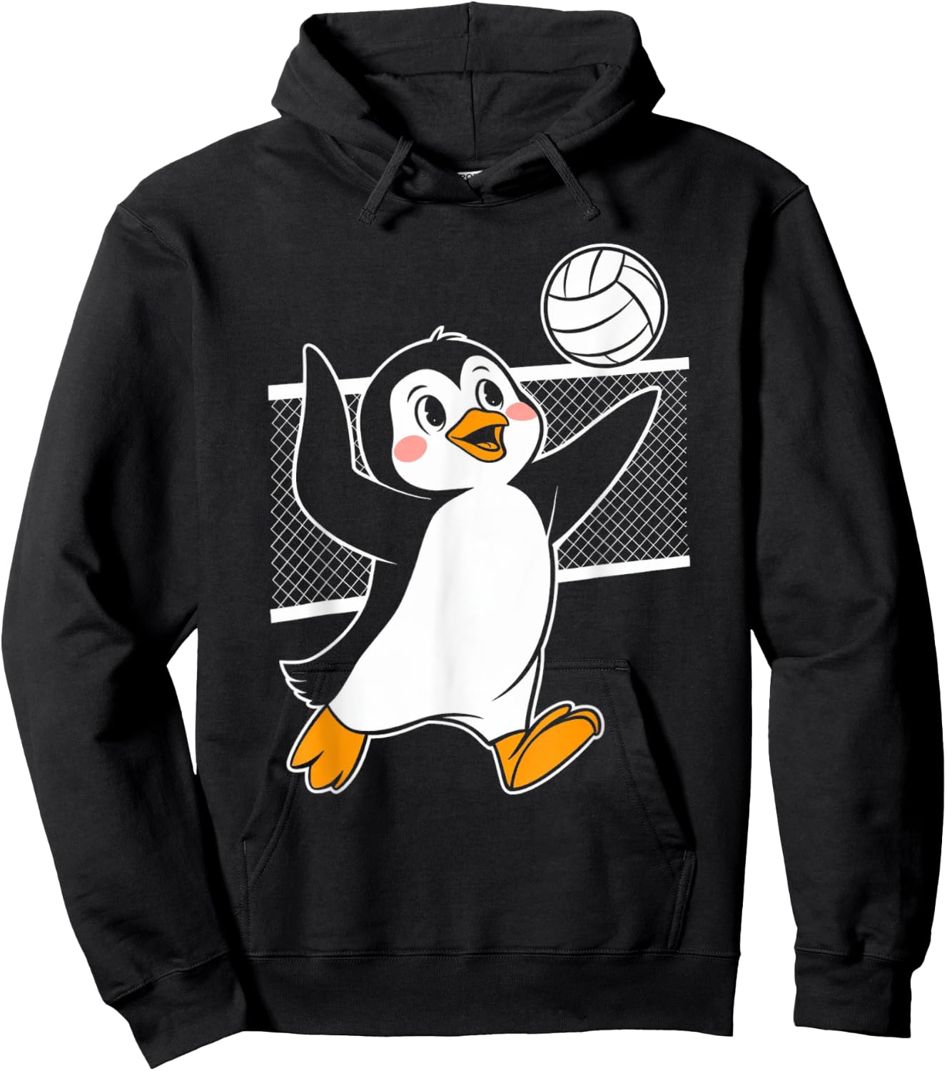 Cute Penguin Playing Volleyball Funny Penguin Beach Design Hoodie - Hoodie | Black