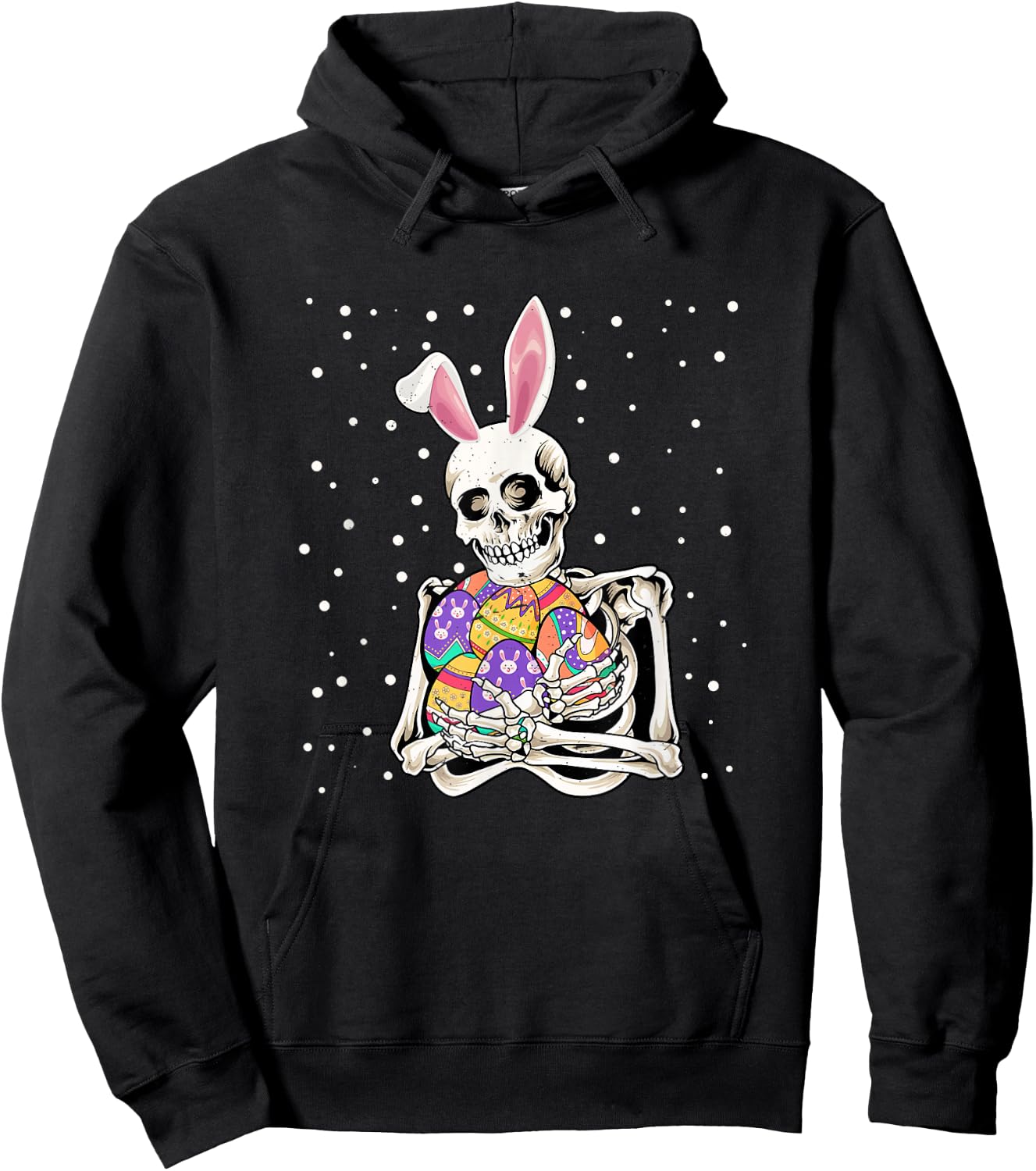 Bunny Skeleton Holding Easter Eggs Funny Easter Day Kids Hoodie - Hoodie | Black