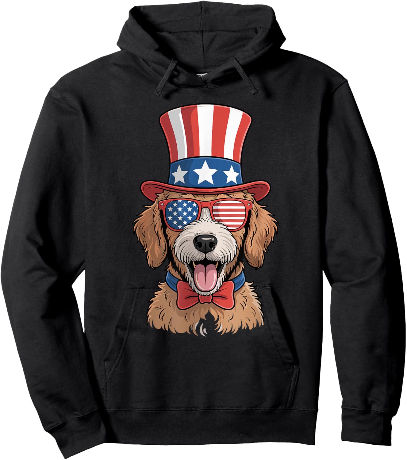 USA American Flag Goldendoodle Golden Doodle 4th Of July Hoodie - Hoodie | Black