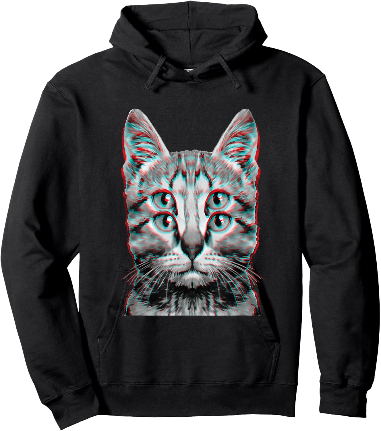 Glitch Seltsame Katze Kätzchen Optische Täuschung Katze Mama Papa Hoodie - Hoodie | Black