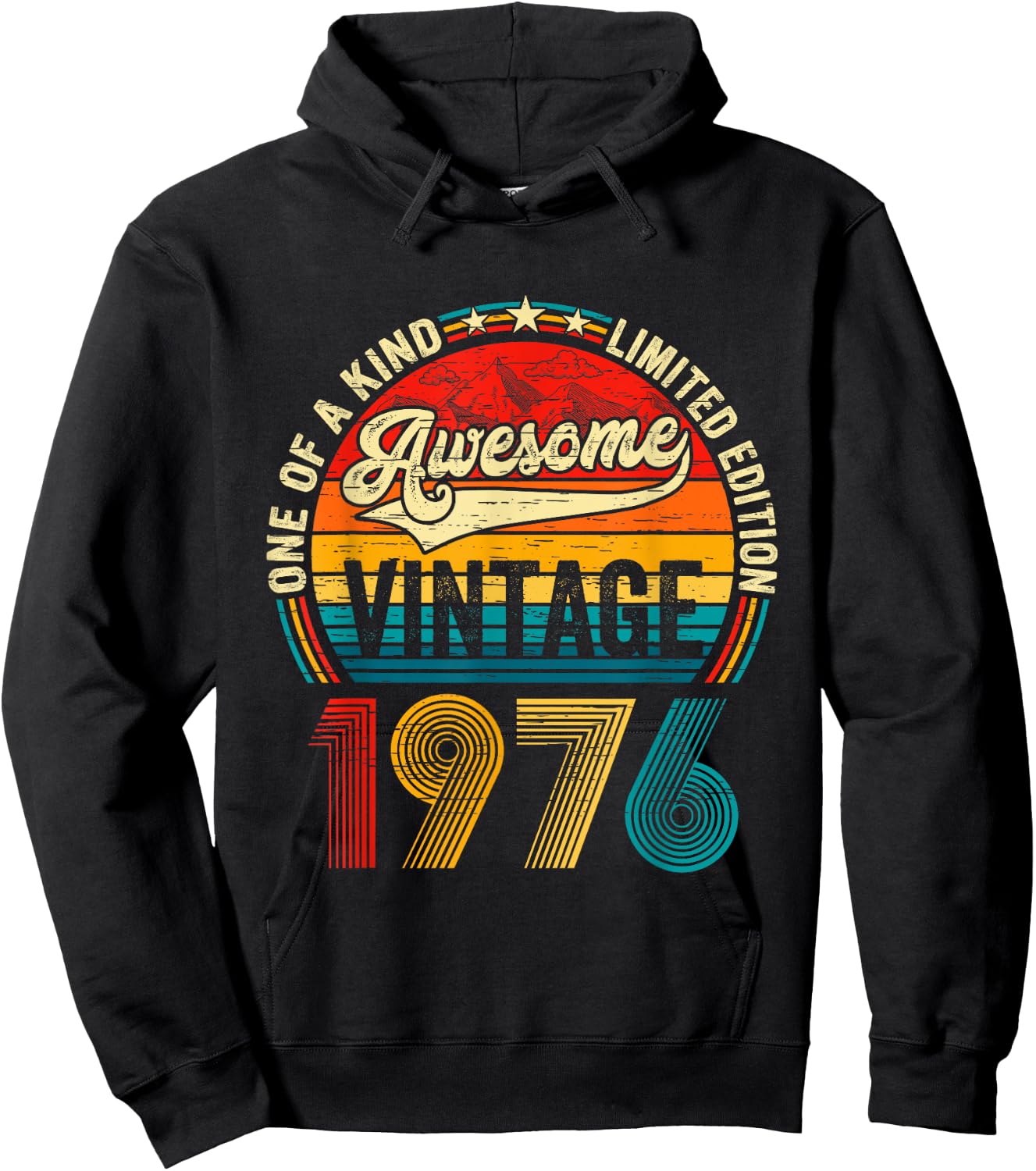 Vintage Born In 1976 Birthday Men Women Retro Bday Party Hoodie - Hoodie | Black