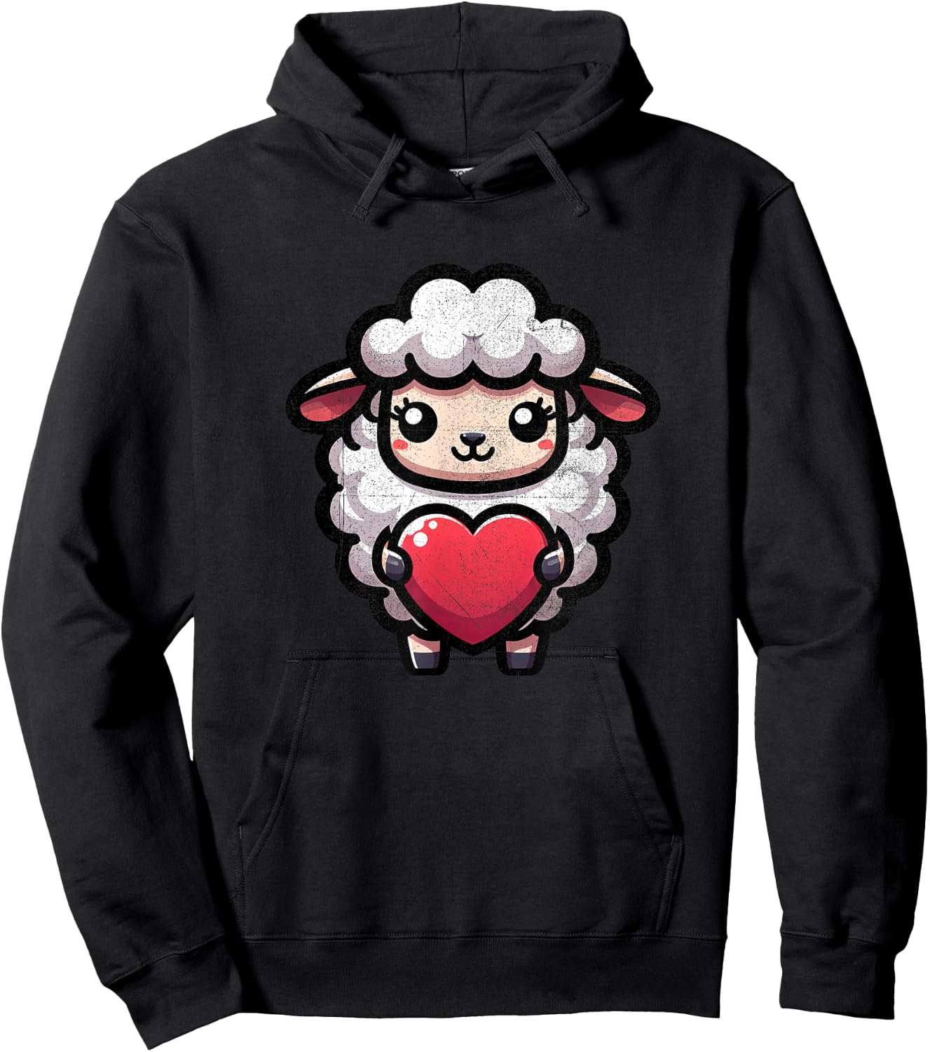 Sheep Lamb Valentines Heart Lover Funny Boys Girls Kids Hoodie - Hoodie | Black
