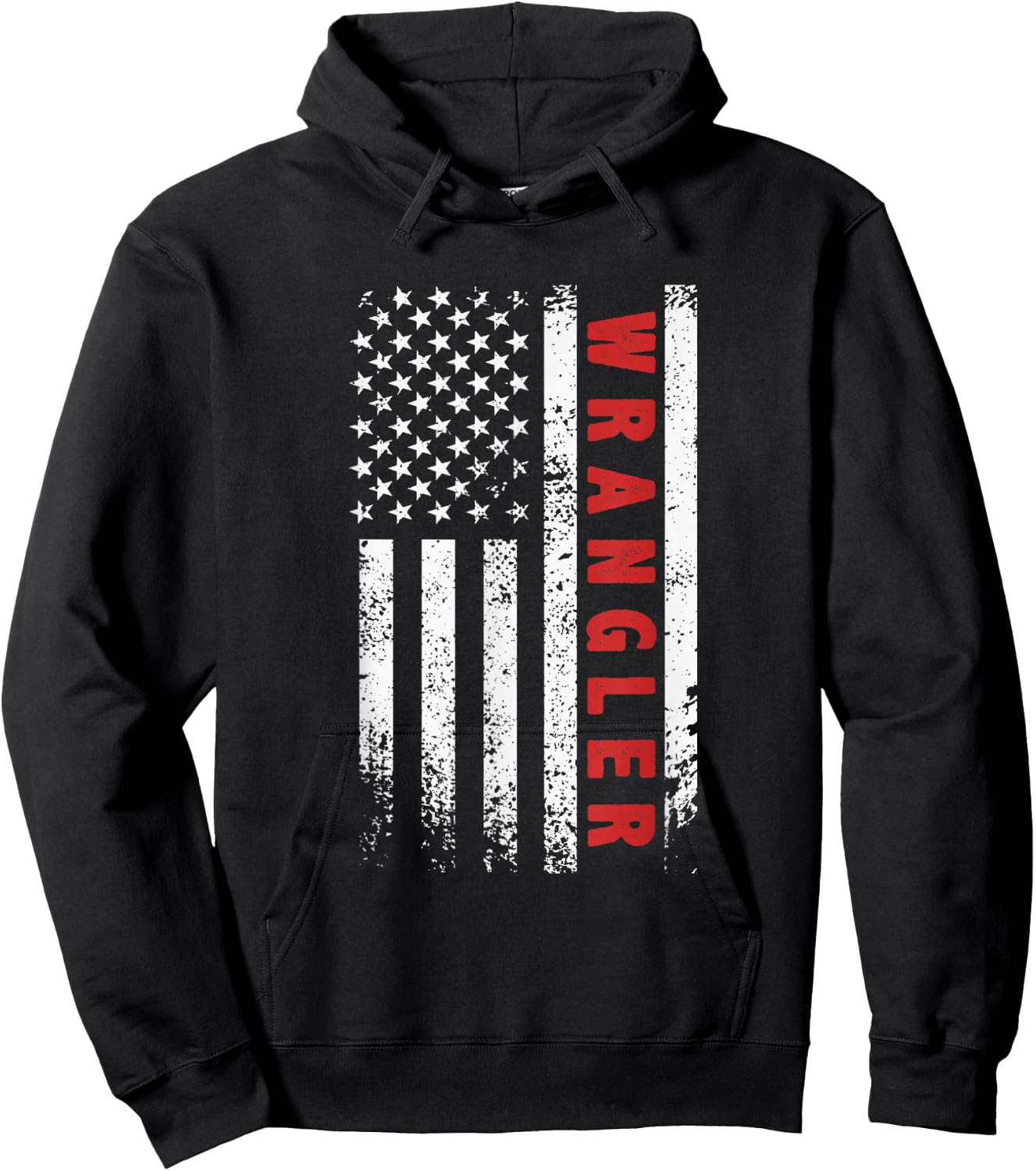 US Wrangler-Profession Independence Day Red Line USA Flag , black Hoodie - Hoodie | Black