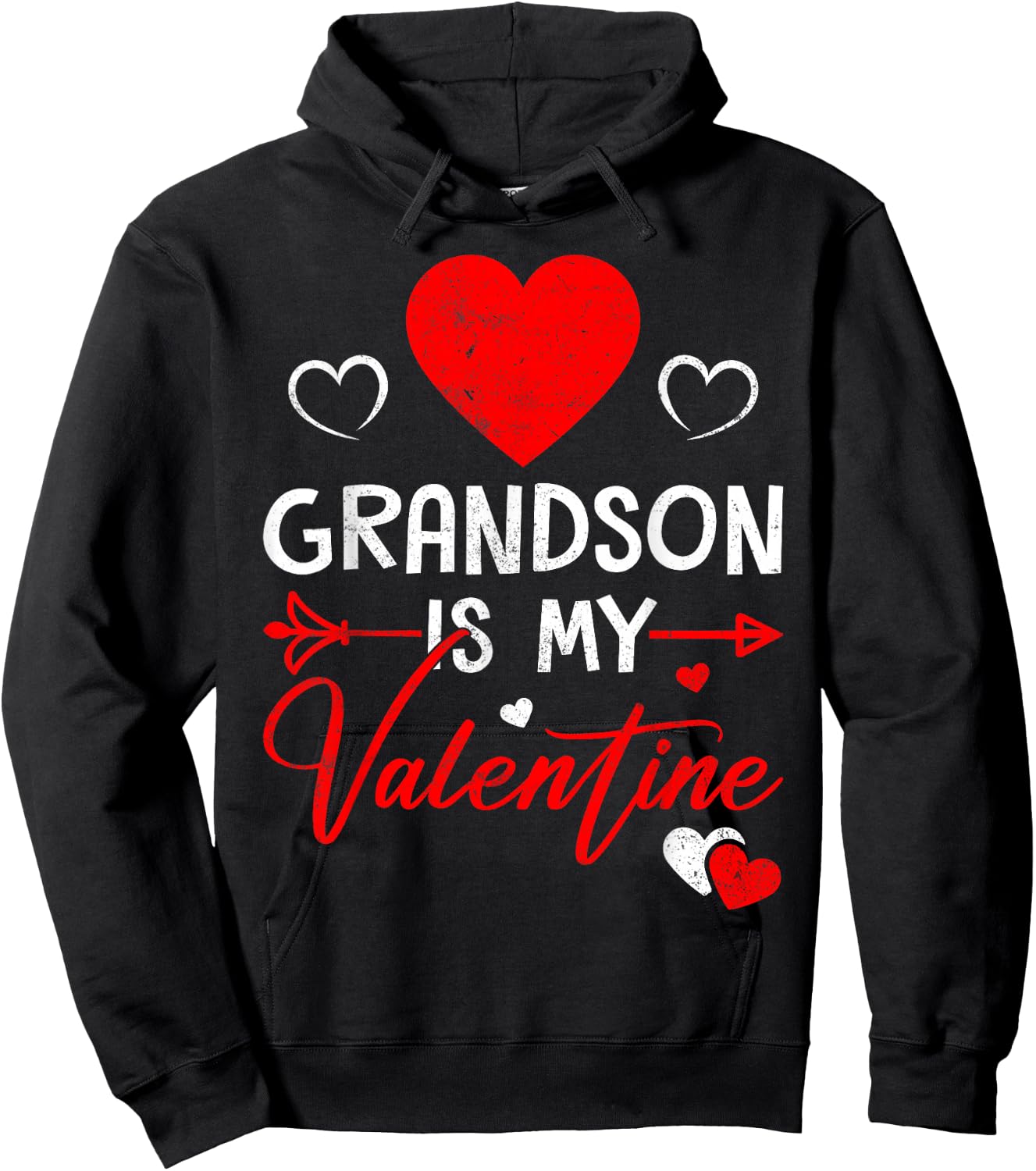 Family Matching Love Heart Grandson Is My Valentine Hoodie - Hoodie | Black
