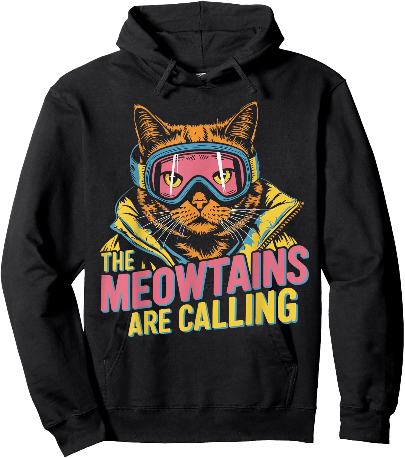 The meowtains are calling Cat Snowboard Ski Kids Men Women Hoodie - Hoodie | Black