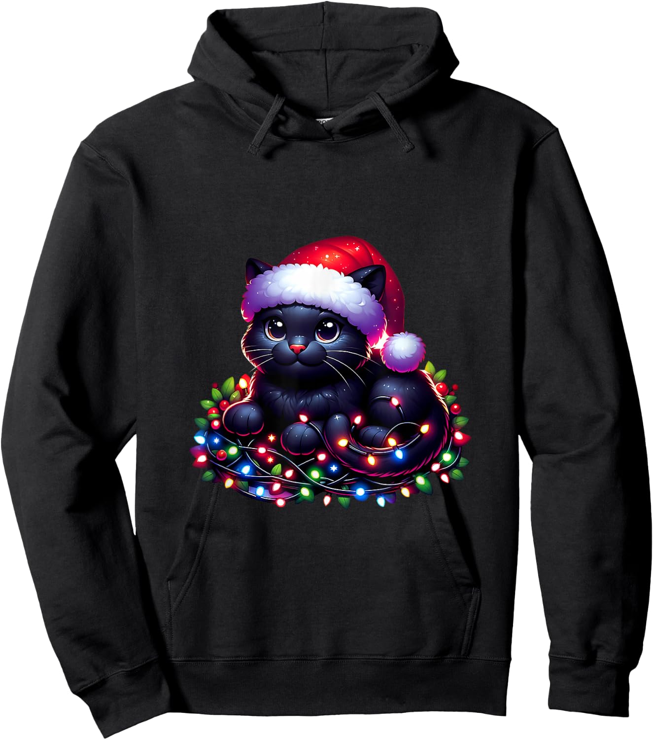 Christmas Cat Christmas Funny Cat Woman Man , Black, S Hoodie - Hoodie | Black
