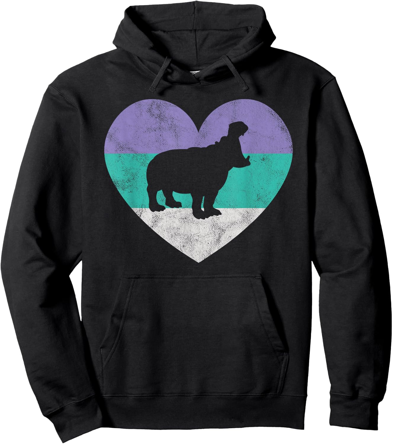 Hippopotamus Gift & Girls Retro Cute Hoodie - Hoodie | Black