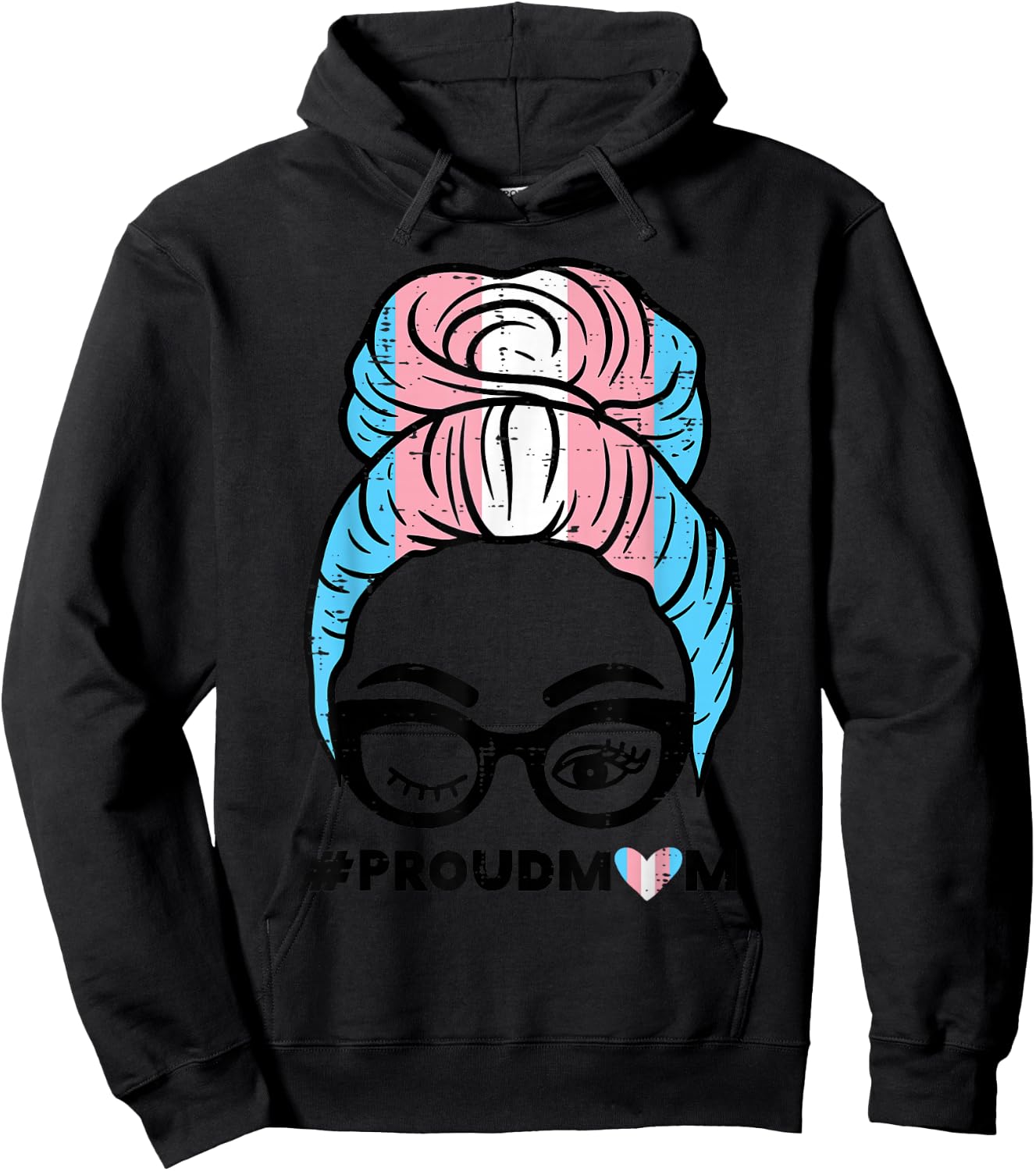Proud Transgender Mom Transsexual Trans Pride Flag Hoodie - Hoodie | Black