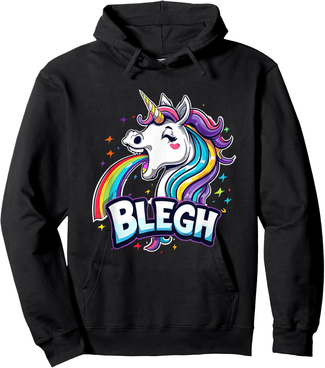 Blegh - Metalcore Unicorn Screaming Rainbow , black Hoodie - Hoodie | Black
