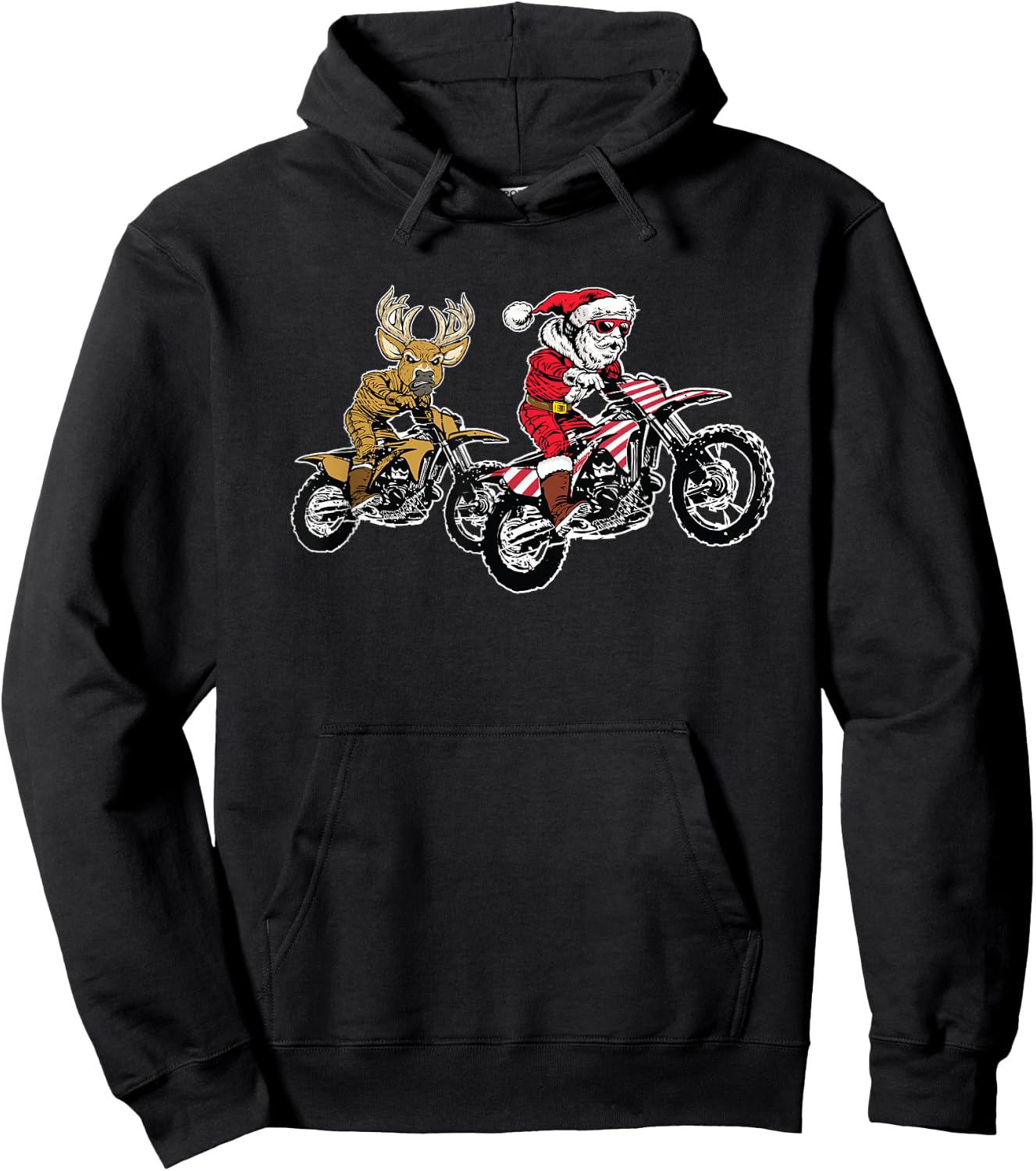 Christmas Motocross Santa Claus MX Dirt Bike Hoodie - Hoodie | Black