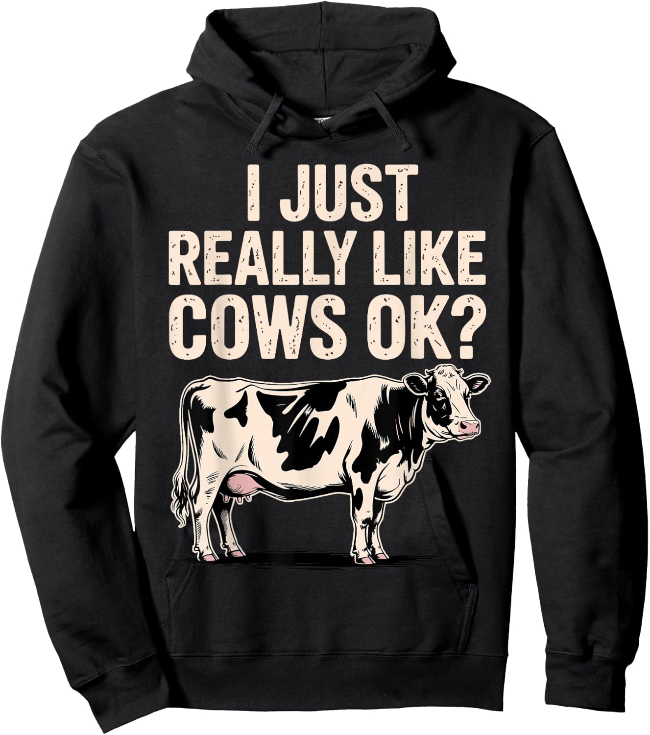 Funny Cow Design Women Kids Dairy Cattle Cow Lovers Hoodie - Hoodie | Black