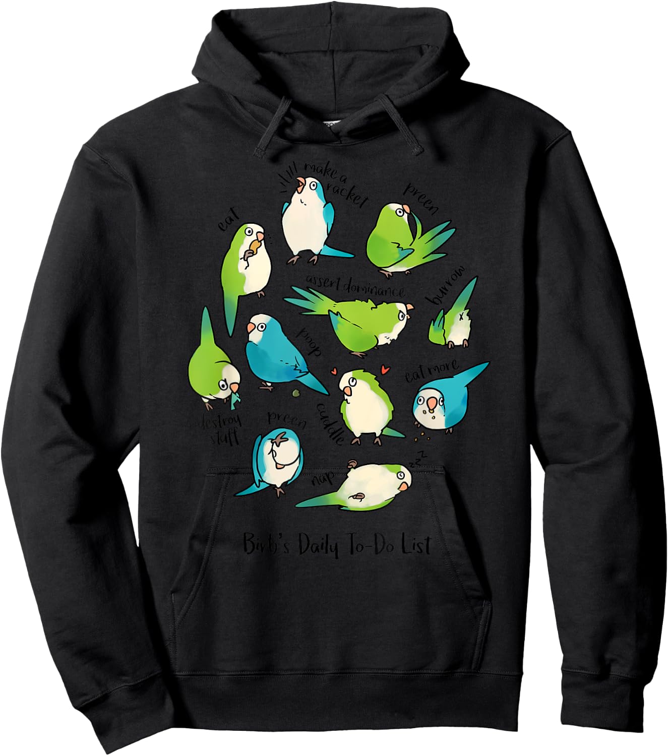 Quaker Parrot Daily To-Do List Hoodie - Hoodie | Black
